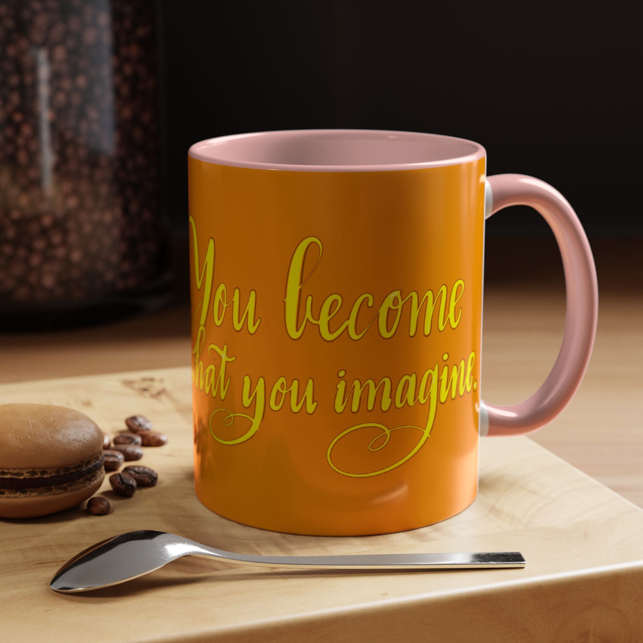 YOU BECOME WHAT YOU IMAGINE YOGA Accent Coffee Mug (11 oz)
