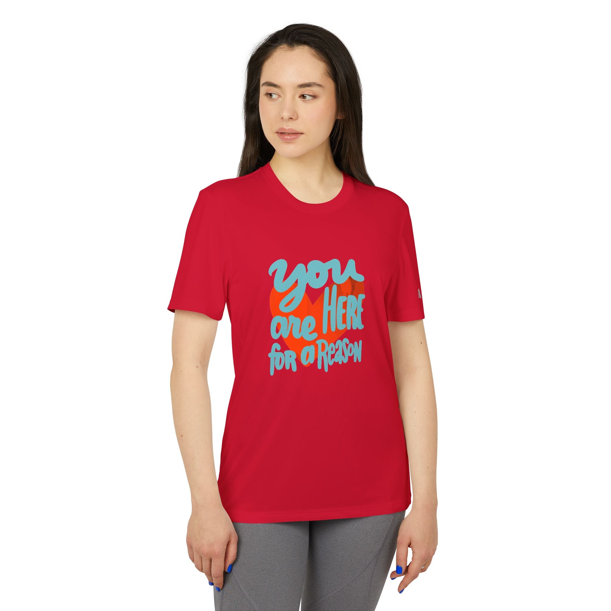 Inspirational Adidas Unisex Sport T-shirt - "You Are Here for a Reason"