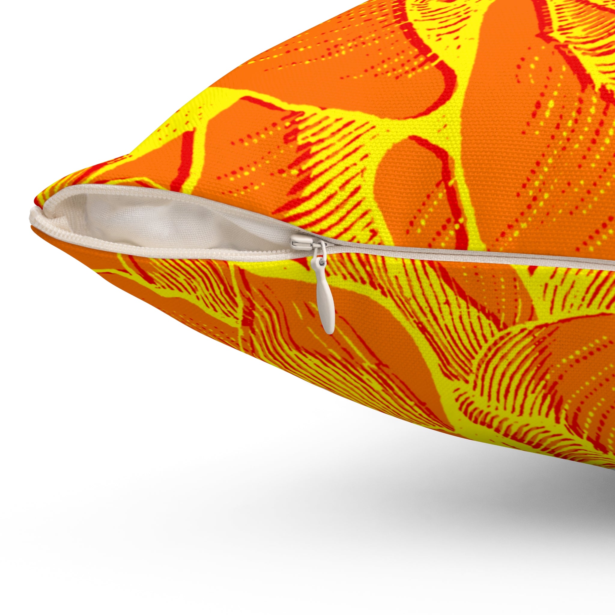 Vibrant Floral Square Pillow - Bright Orange and Yellow Design