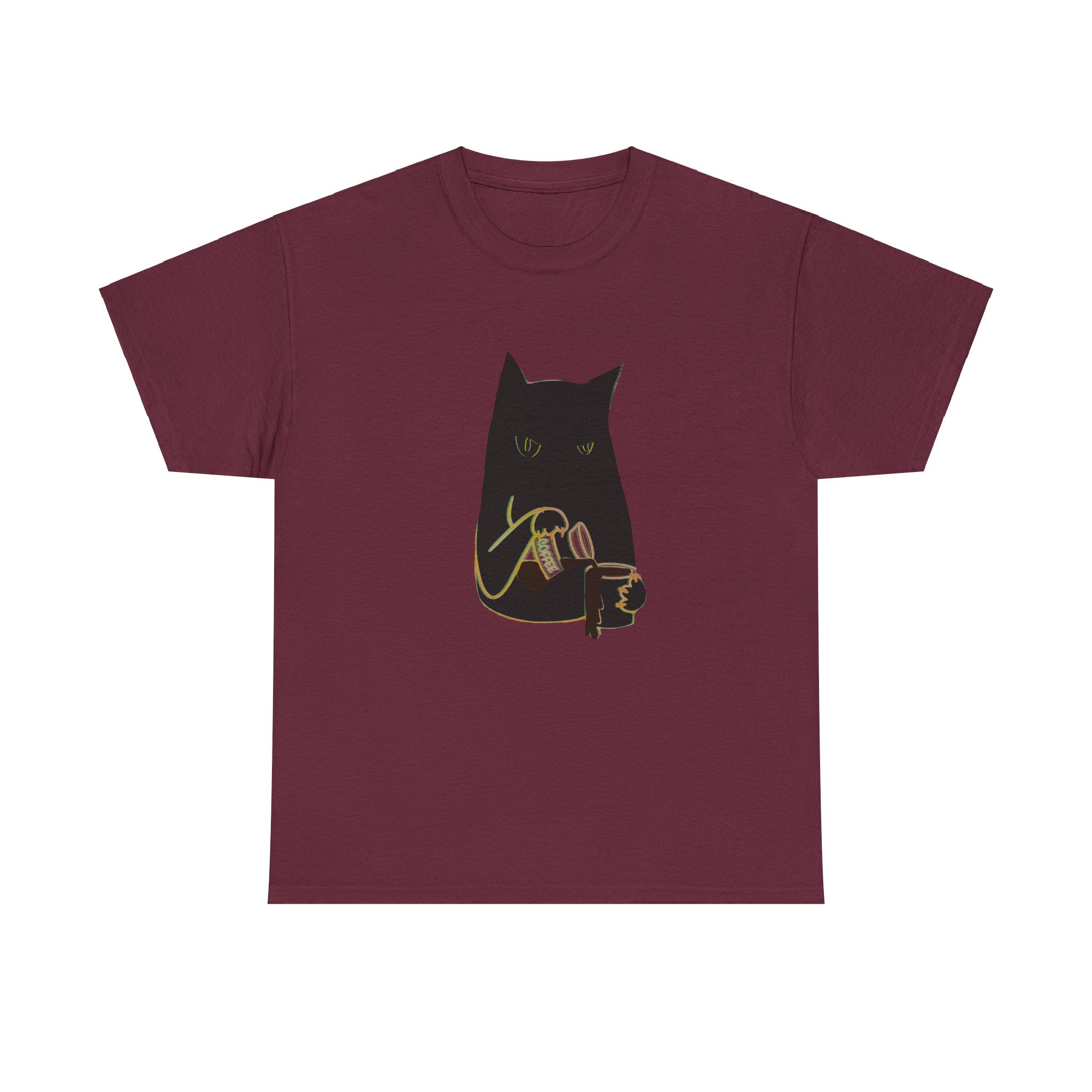 BLACK CAT BLACK COFFEE Unisex Heavy Cotton Tee