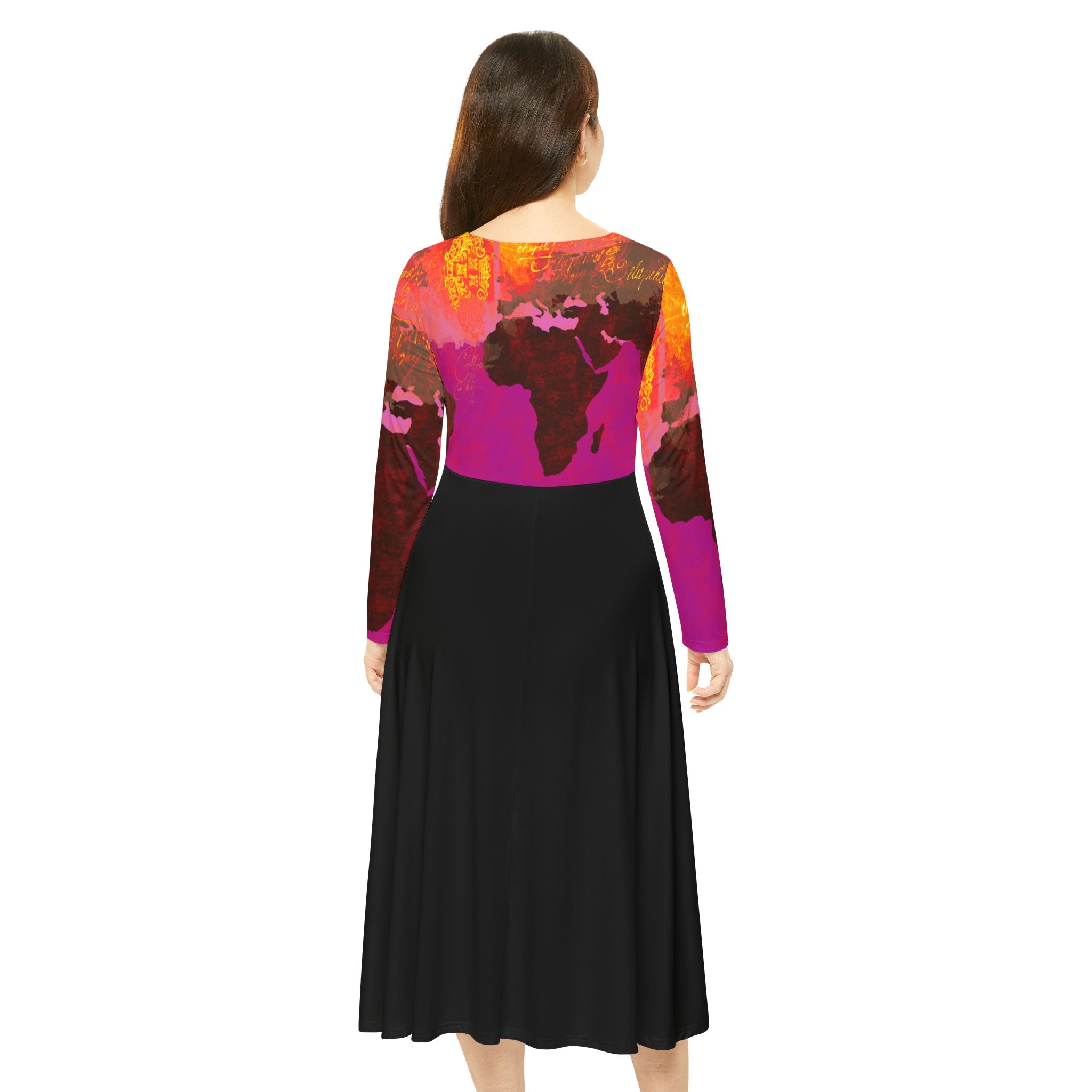 WORLD TRAVELER Women's Long Sleeve Dance Dress (AOP)