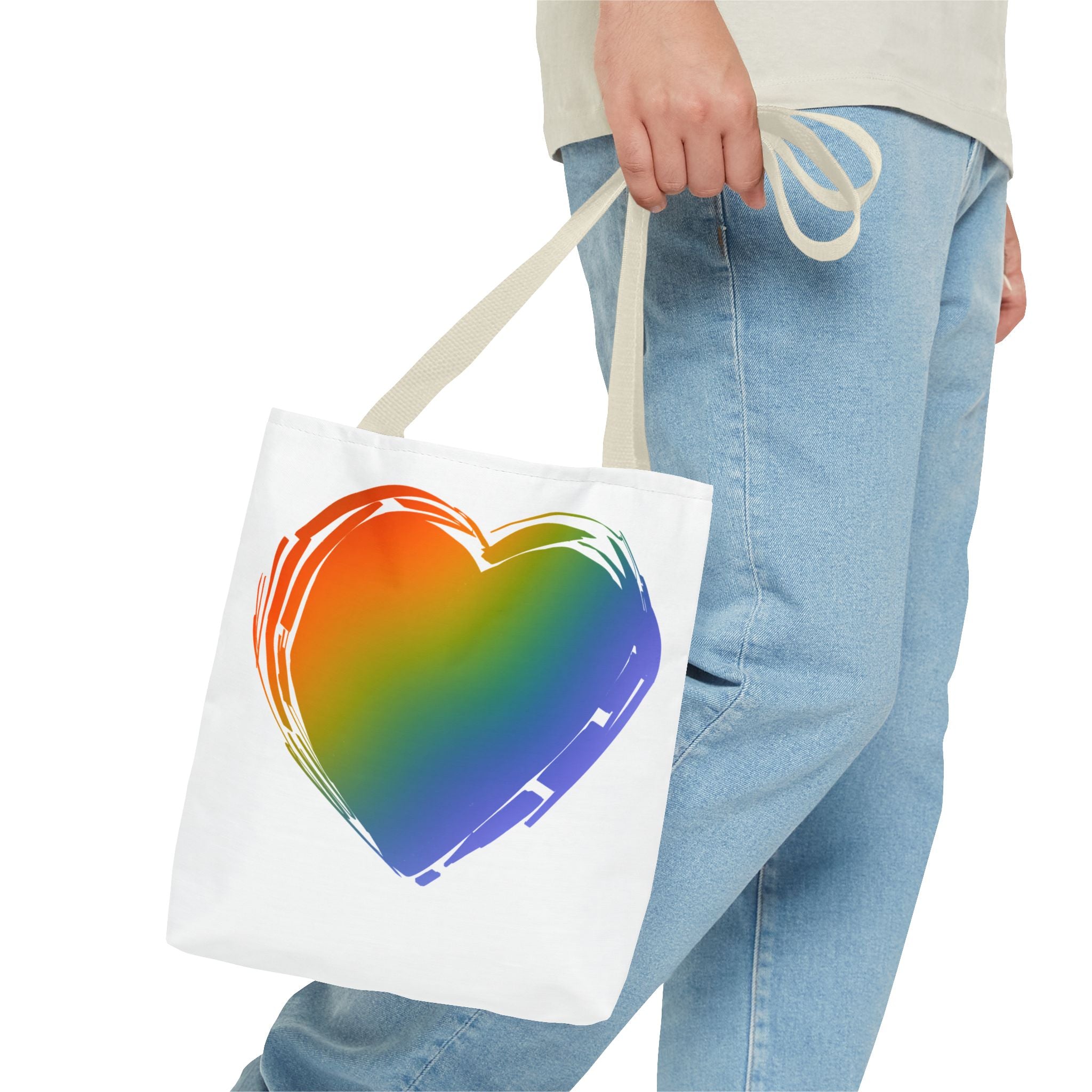 Rainbow Heart Tote Bag | Colorful Love Canvas Bag for Everyday Use