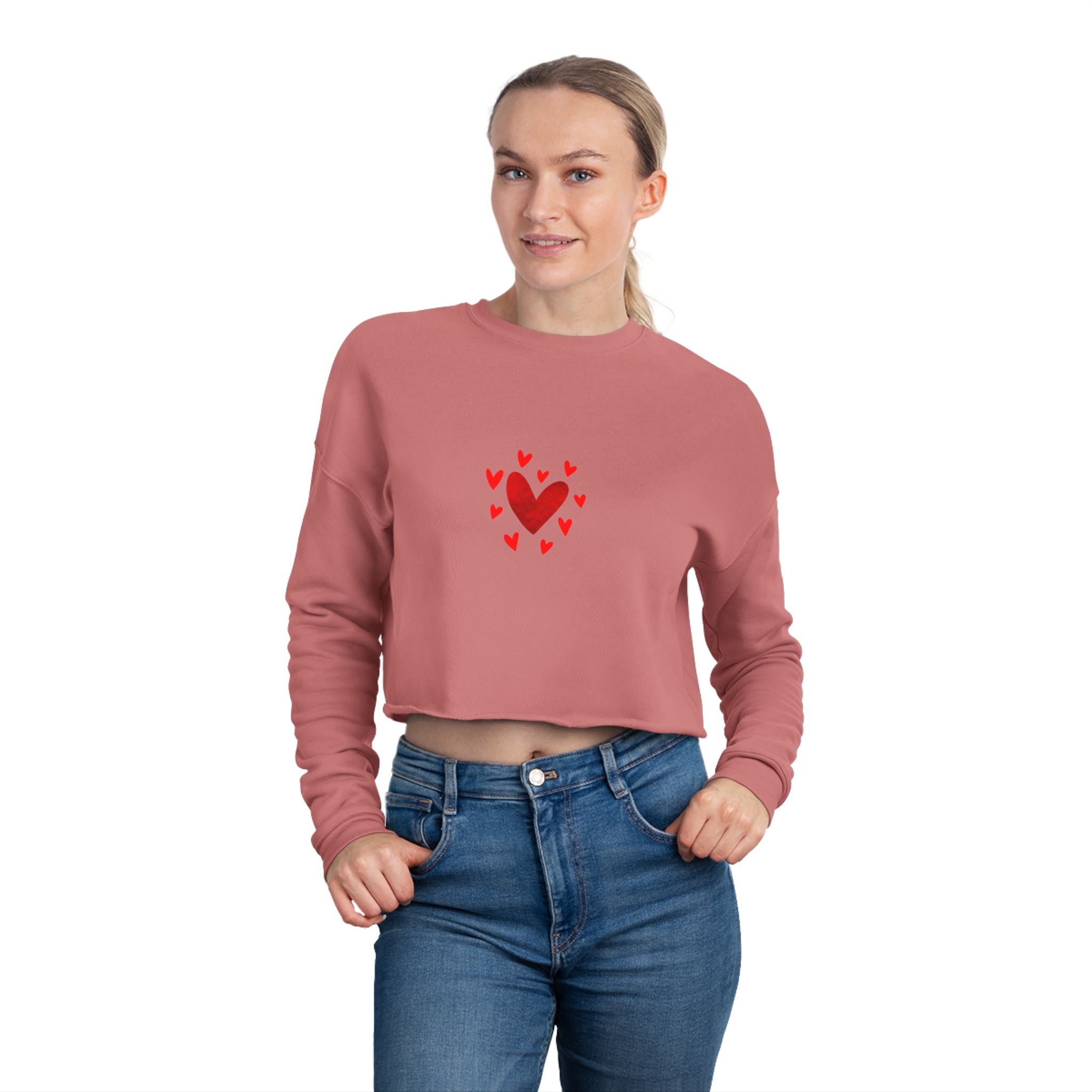 Cropped Sweatshirt with Heart Design - Perfect for Valentine's Day and Everyday Style