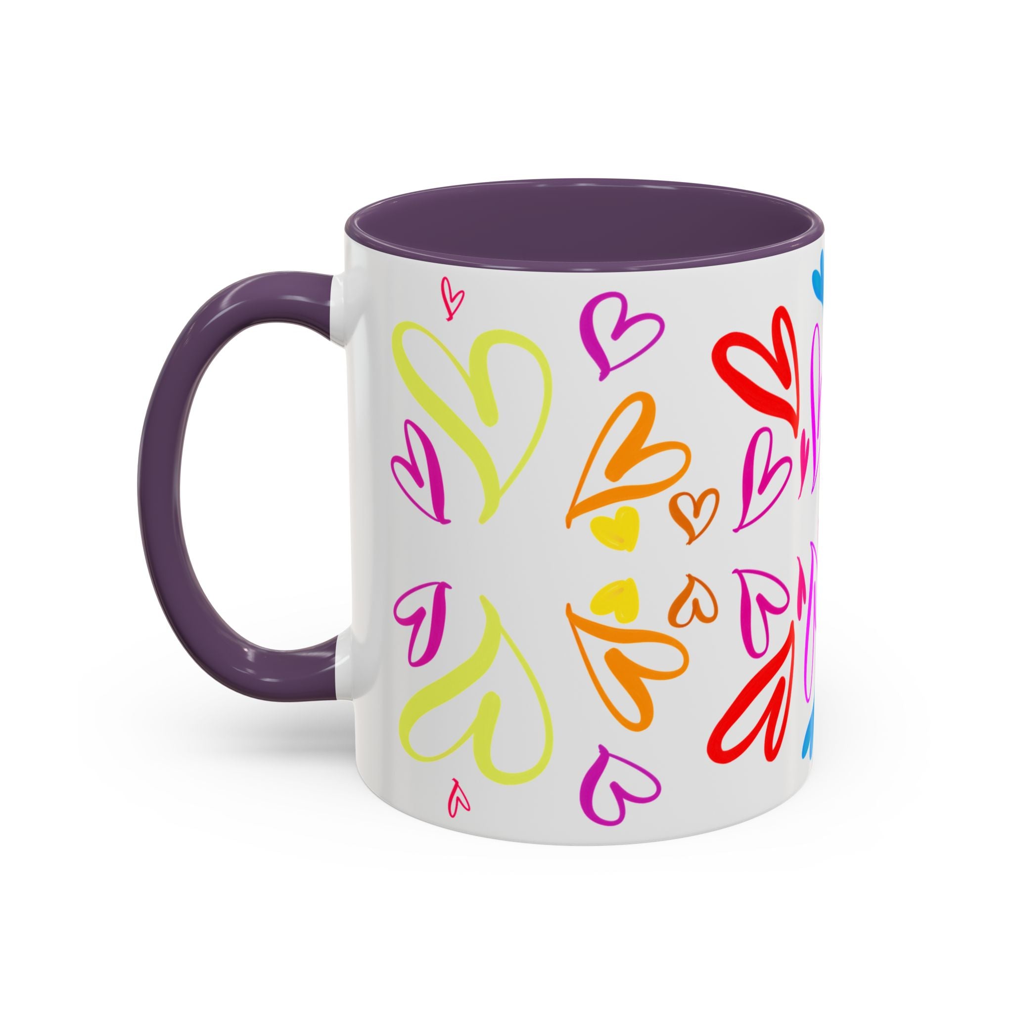 Colorful Heart Accent Coffee Mug | Perfect Gift for Valentine’s Day, Birthdays, Love Notes, and Cozy Mornings