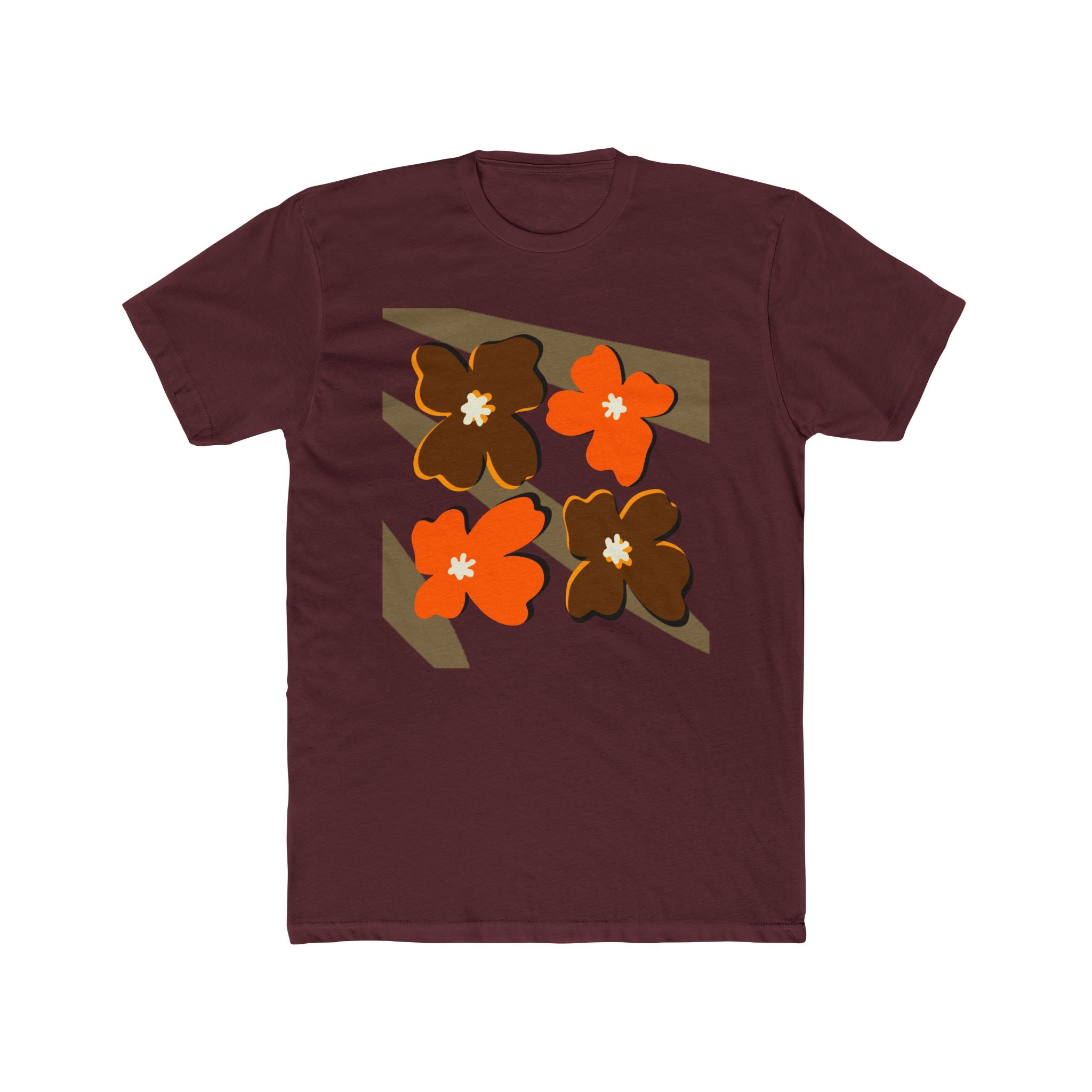 Floral Unisex Cotton Crew Tee - Casual Comfort for Everyday Wear