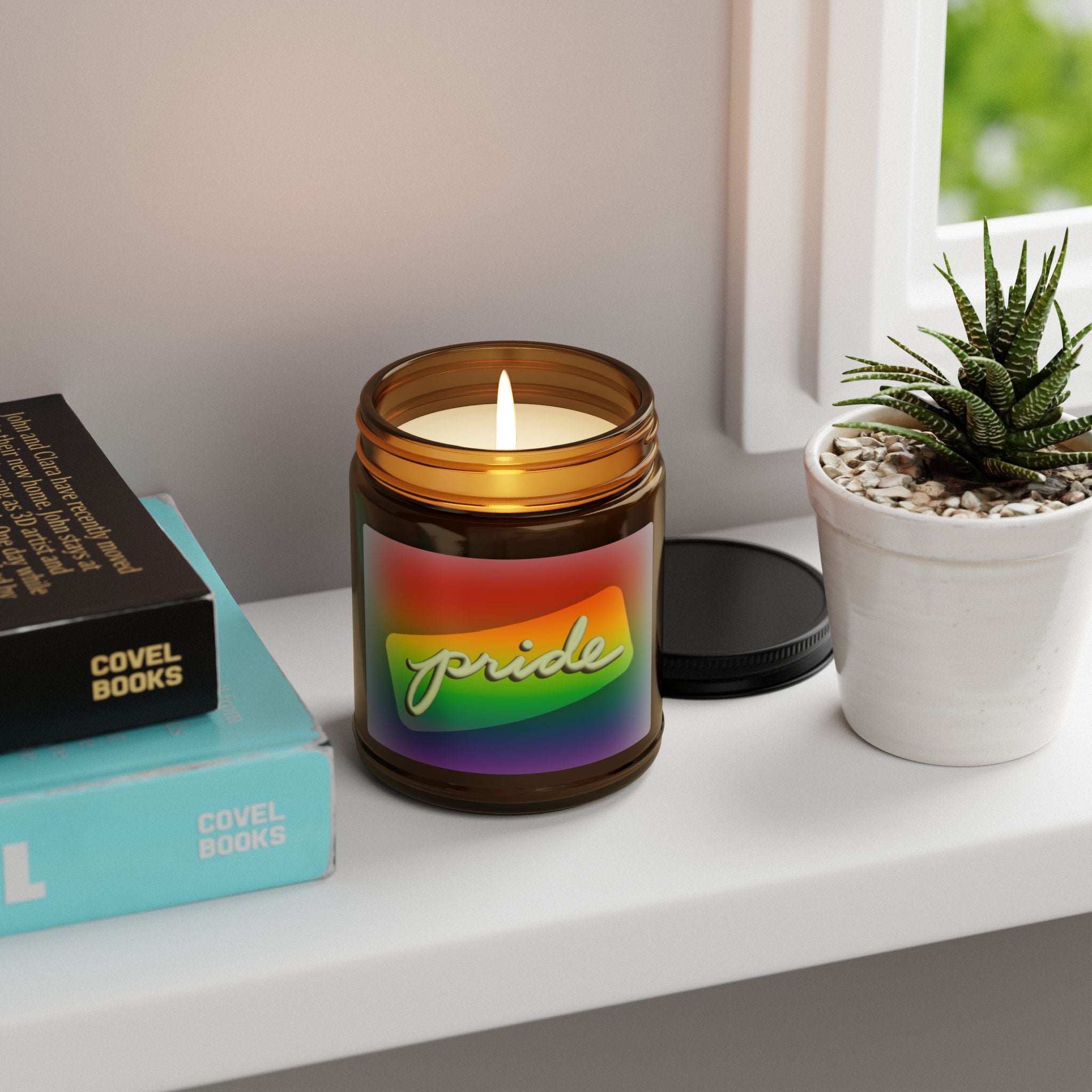 Rainbow Pride Scented Soy Candle | Eco-Friendly Amber Jar | Gift for LGBTQ+ Allies & Celebrations | Home Decor, Relaxation, Aromatherapy