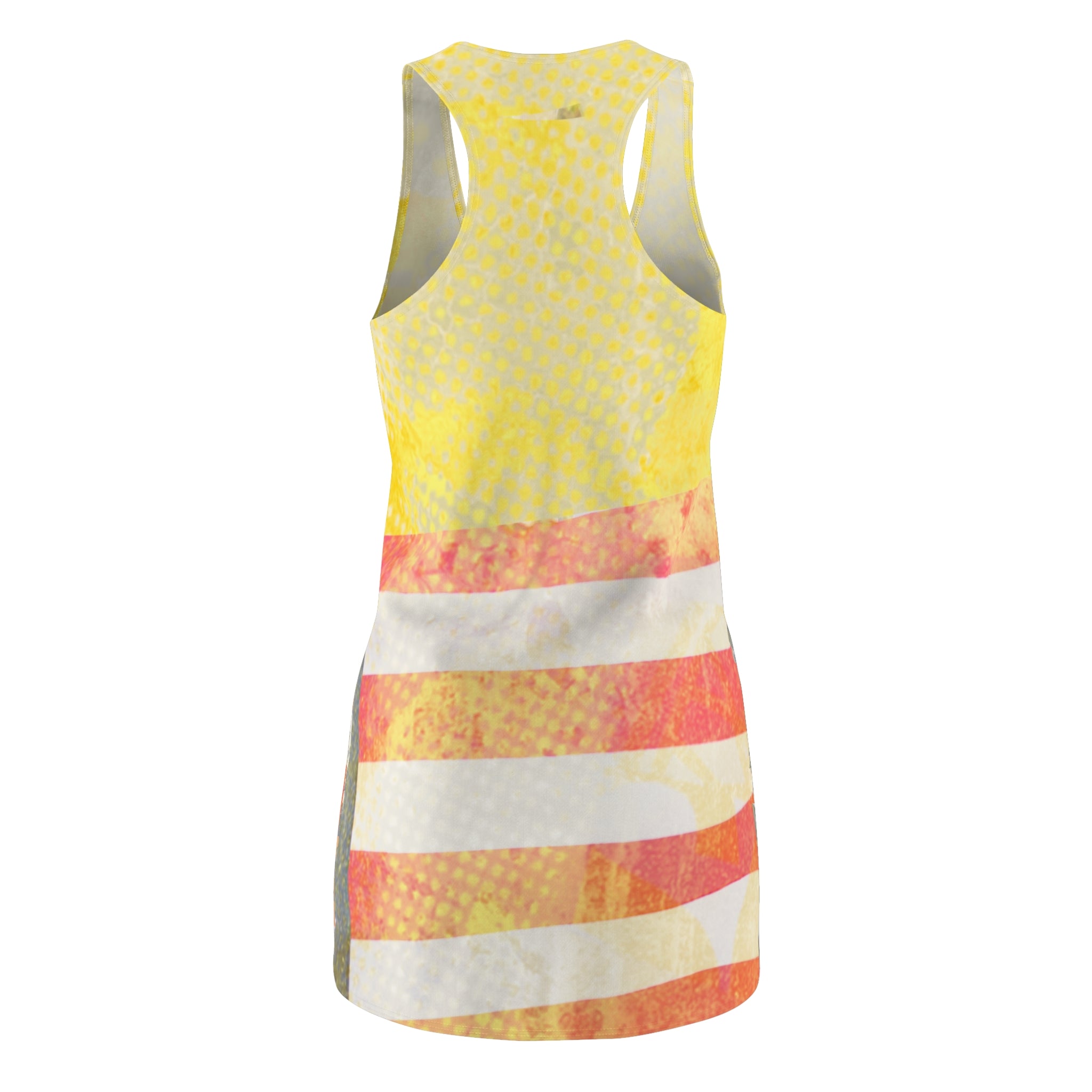 Vibrant Summer Racerback Dress for Women - Bright Yellow and Coral Stripes