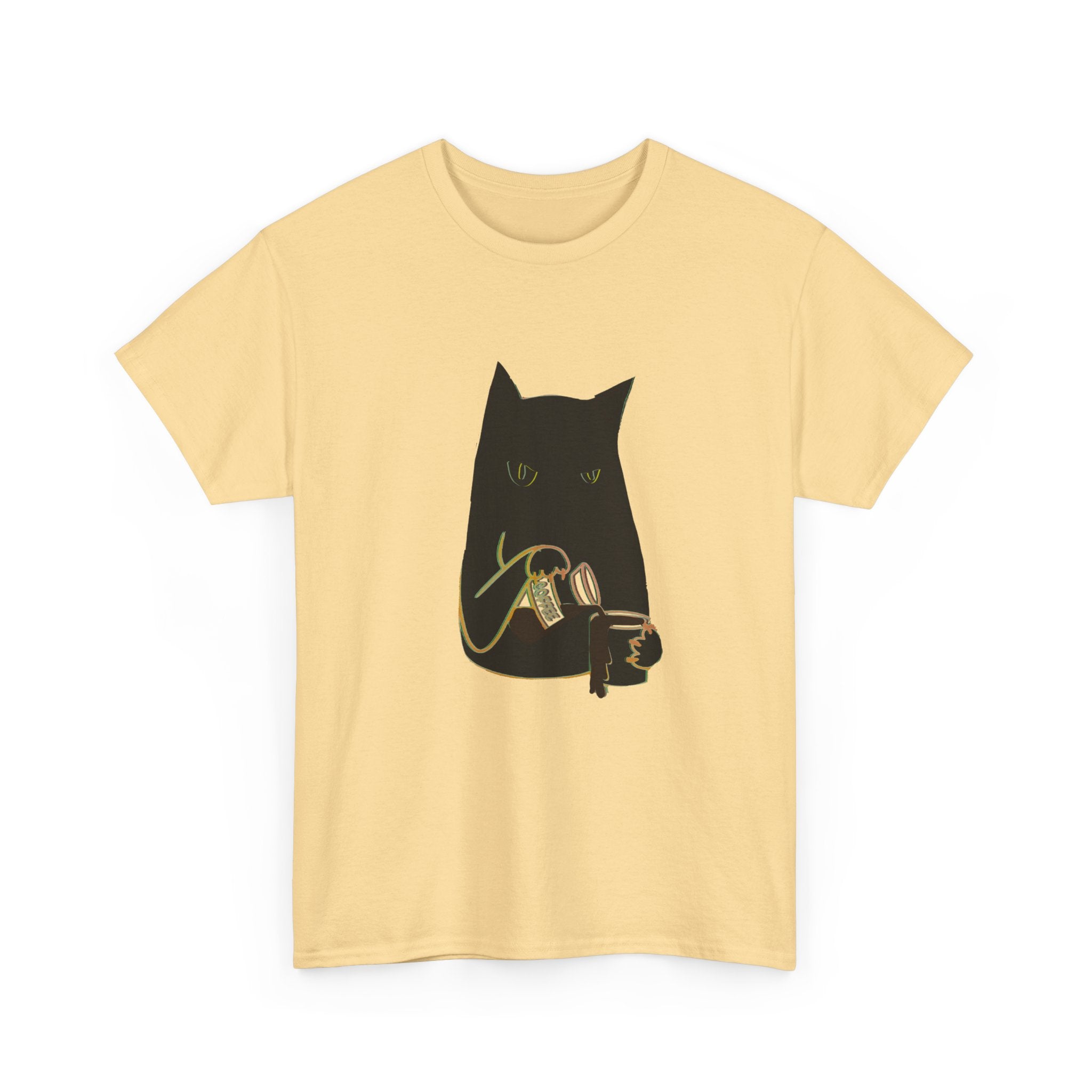 BLACK CAT BLACK COFFEE Unisex Heavy Cotton Tee