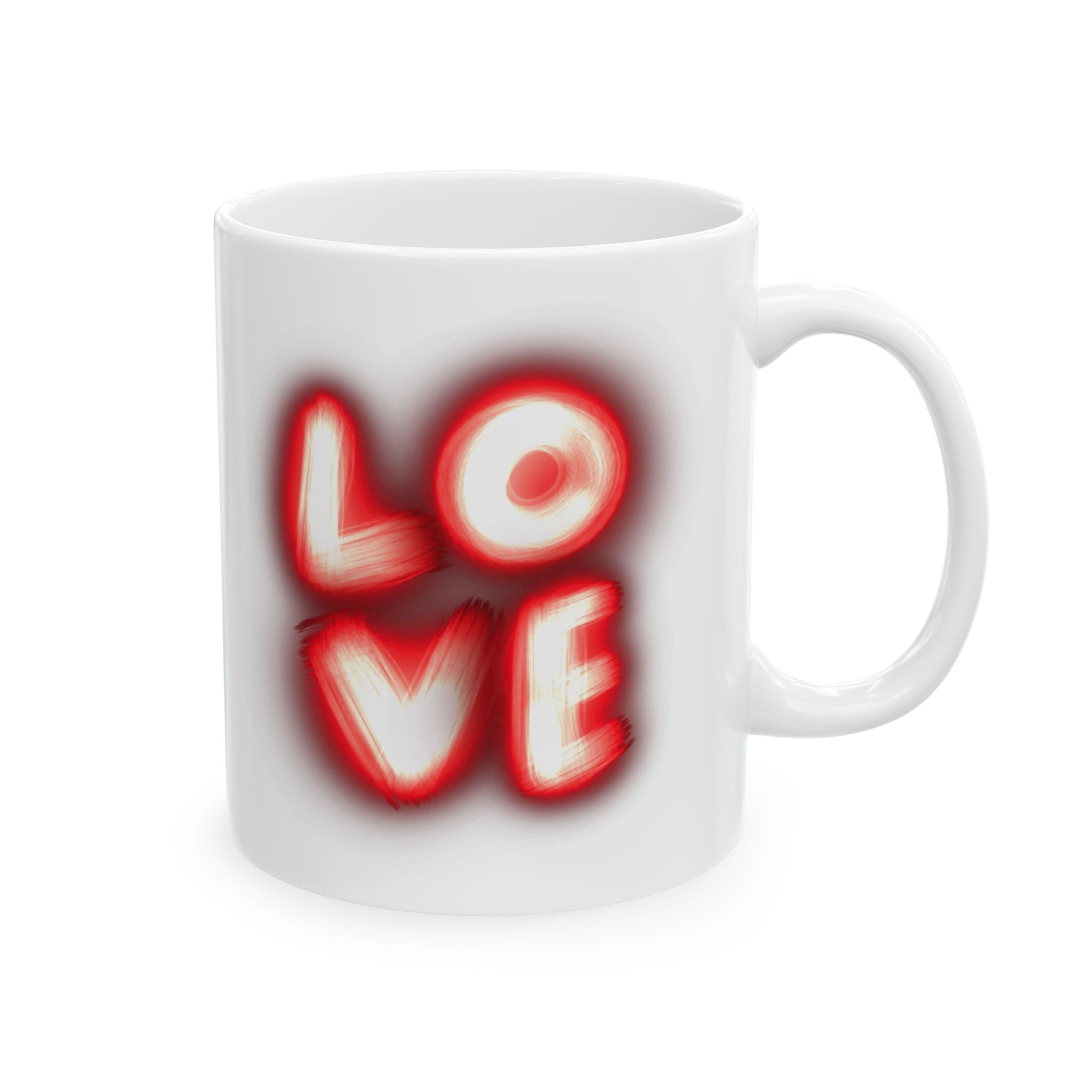 Burning Love Ceramic Mug — Retro Red Glow Coffee Cup ( 11 oz )