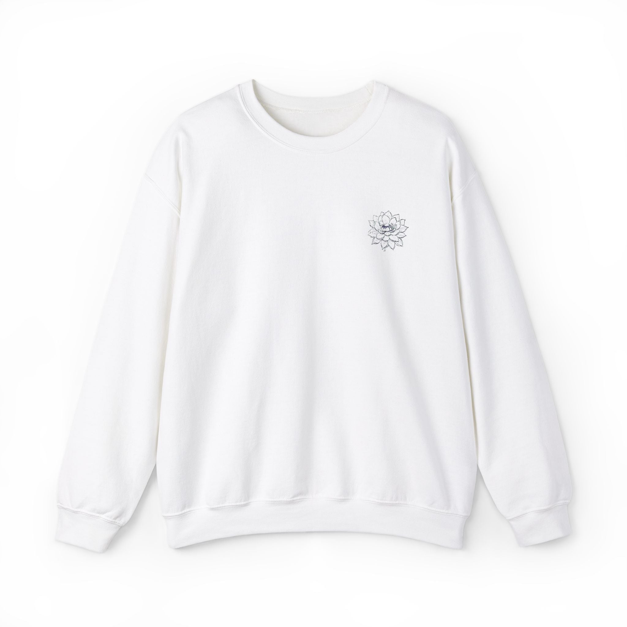Embroidered Lotus Flower Unisex Crewneck Sweatshirt - Cozy & Stylish