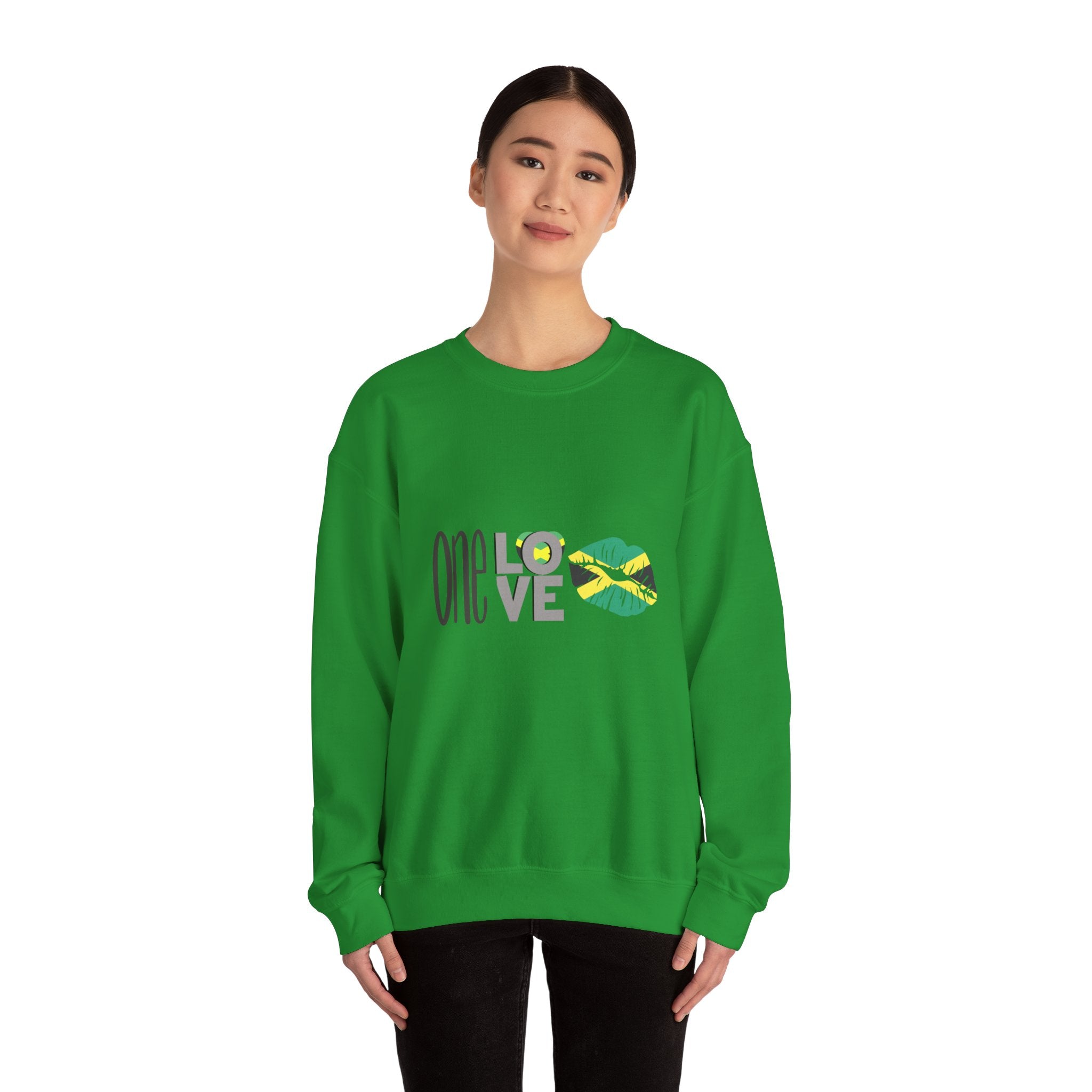 One Love Crewneck Sweatshirt - Unisex Heavy Blend with Tropical Vibe - Perfect for Celebrations and Everyday Comfort