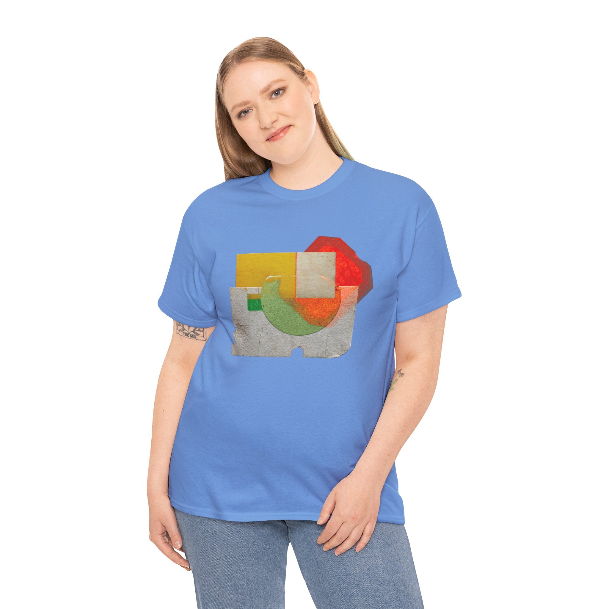 Modern Geometric Unisex Heavy Cotton Tee - Unique Artistic T-Shirt