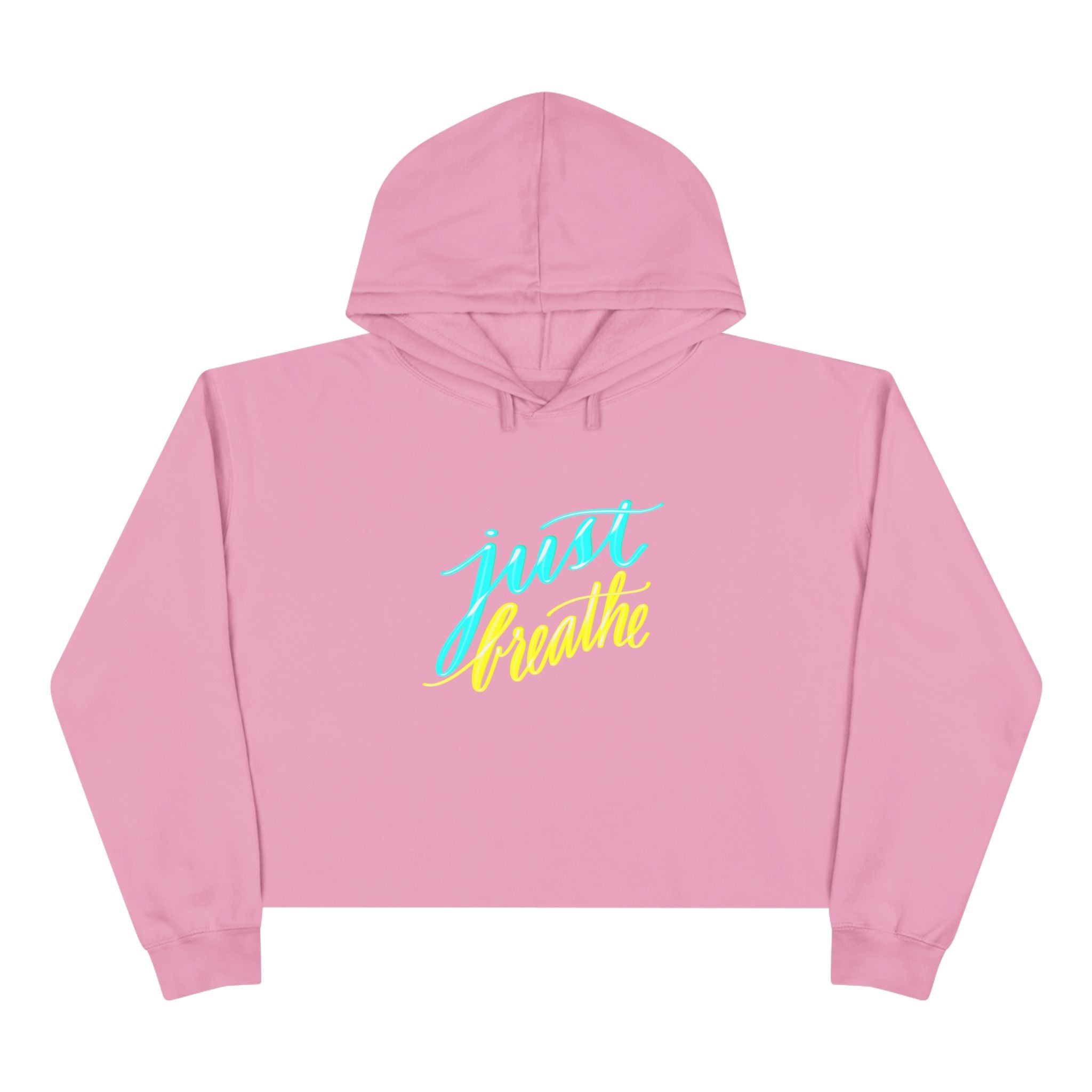 Just Breathe Crop Hoodie - Inspirational Relaxed Fit for Stress Relief and Comfort