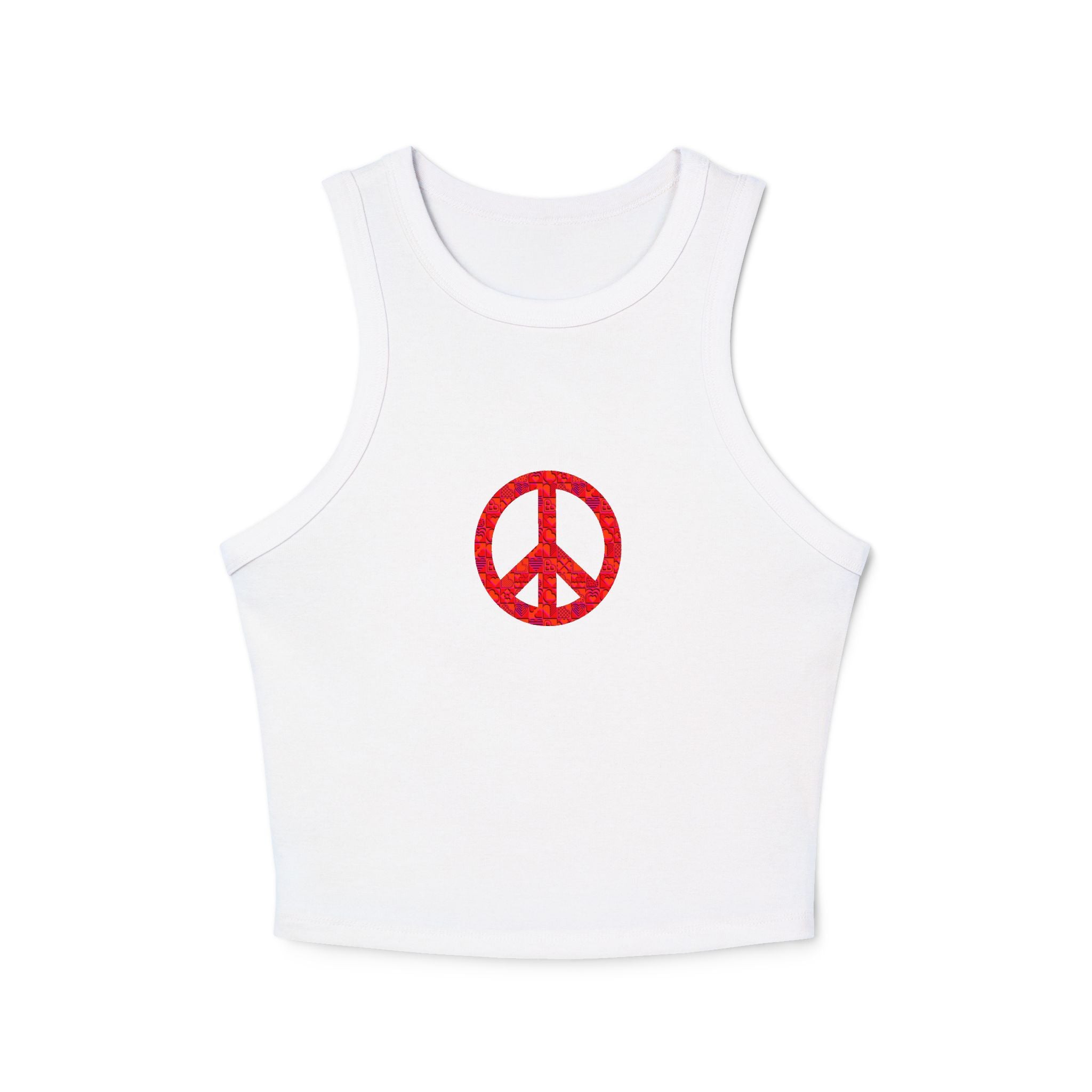 Women's Peace Symbol Micro Rib Racer Tank Top