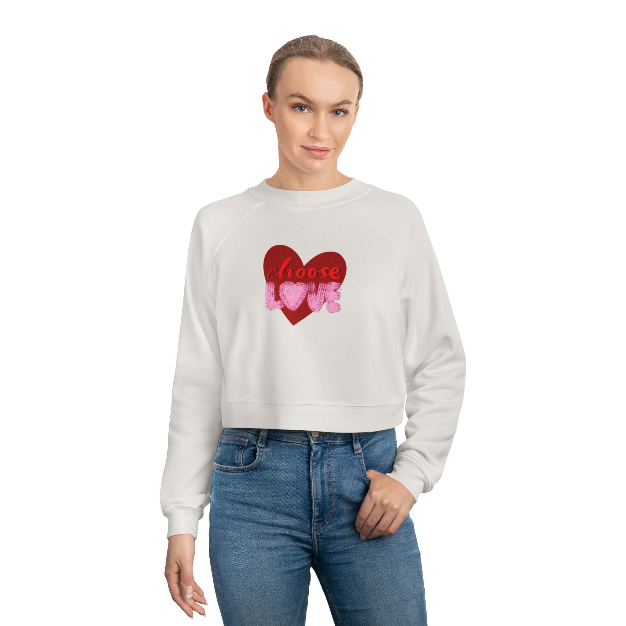 Choose Love Women's Cropped Fleece Pullover - Stylish & Comfortable