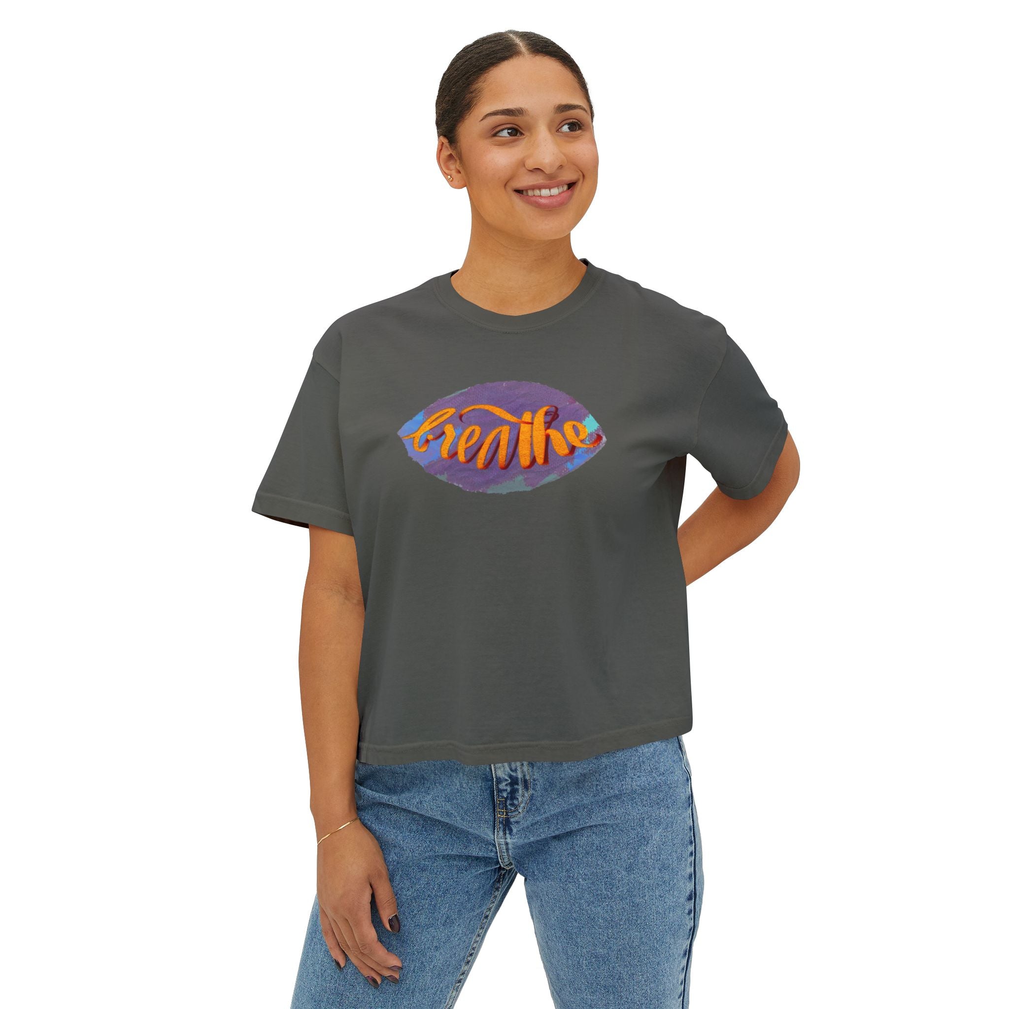 Breathe Women's Boxy Tee - Relaxed Fit Inspirational Top