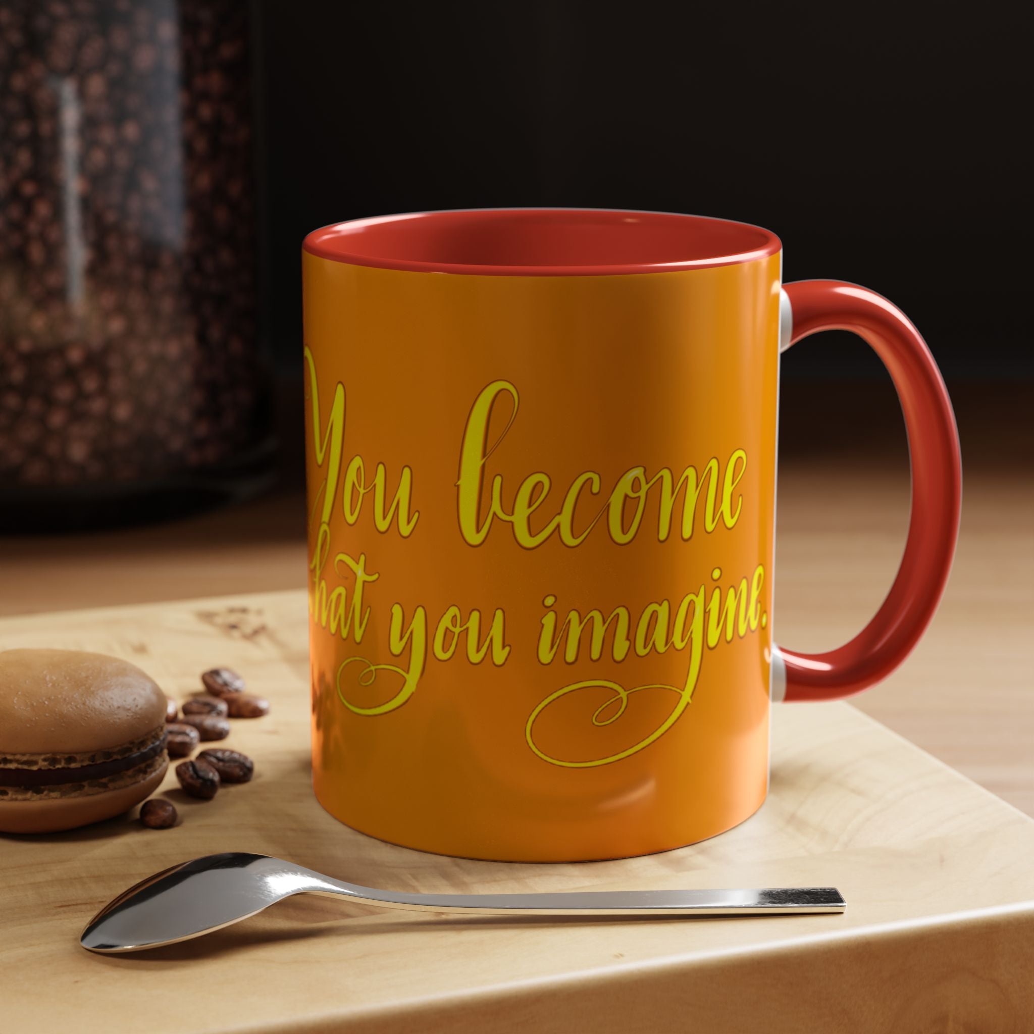 YOU BECOME WHAT YOU IMAGINE YOGA Accent Coffee Mug (11 oz)