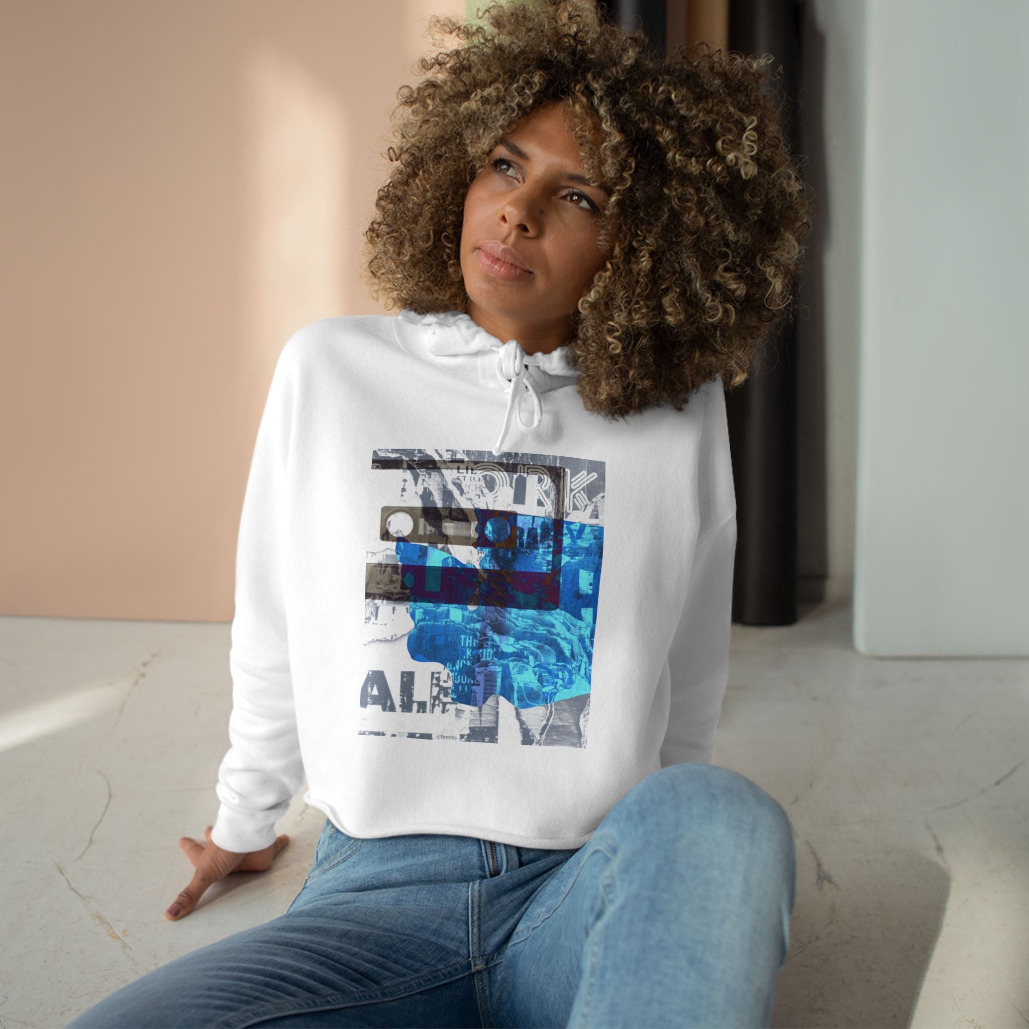 Trendy Crop Hoodie with Inspirational Graphic Design