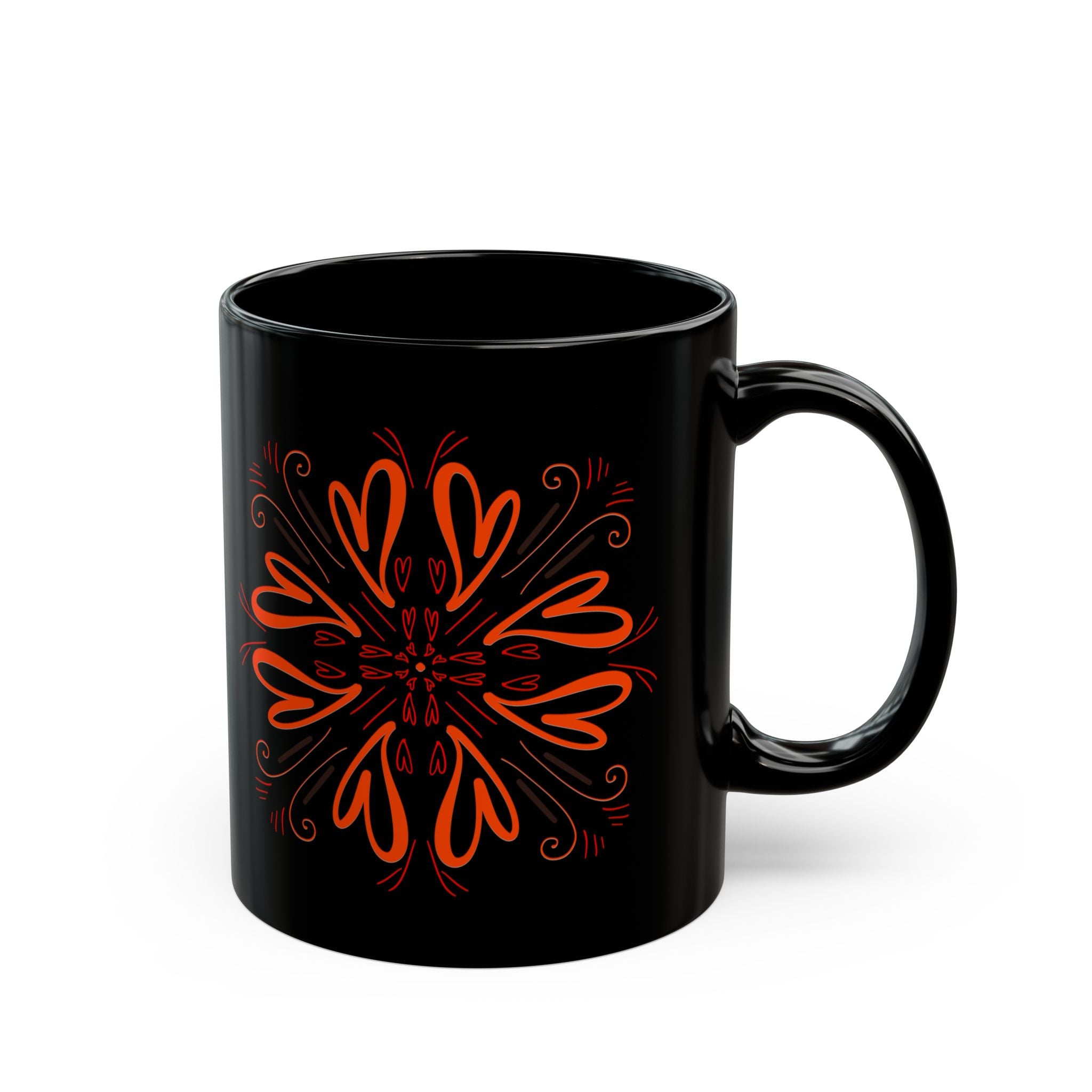 Elegant Heart Design Black Mug - Perfect for Valentine's Day and Cozy Moments