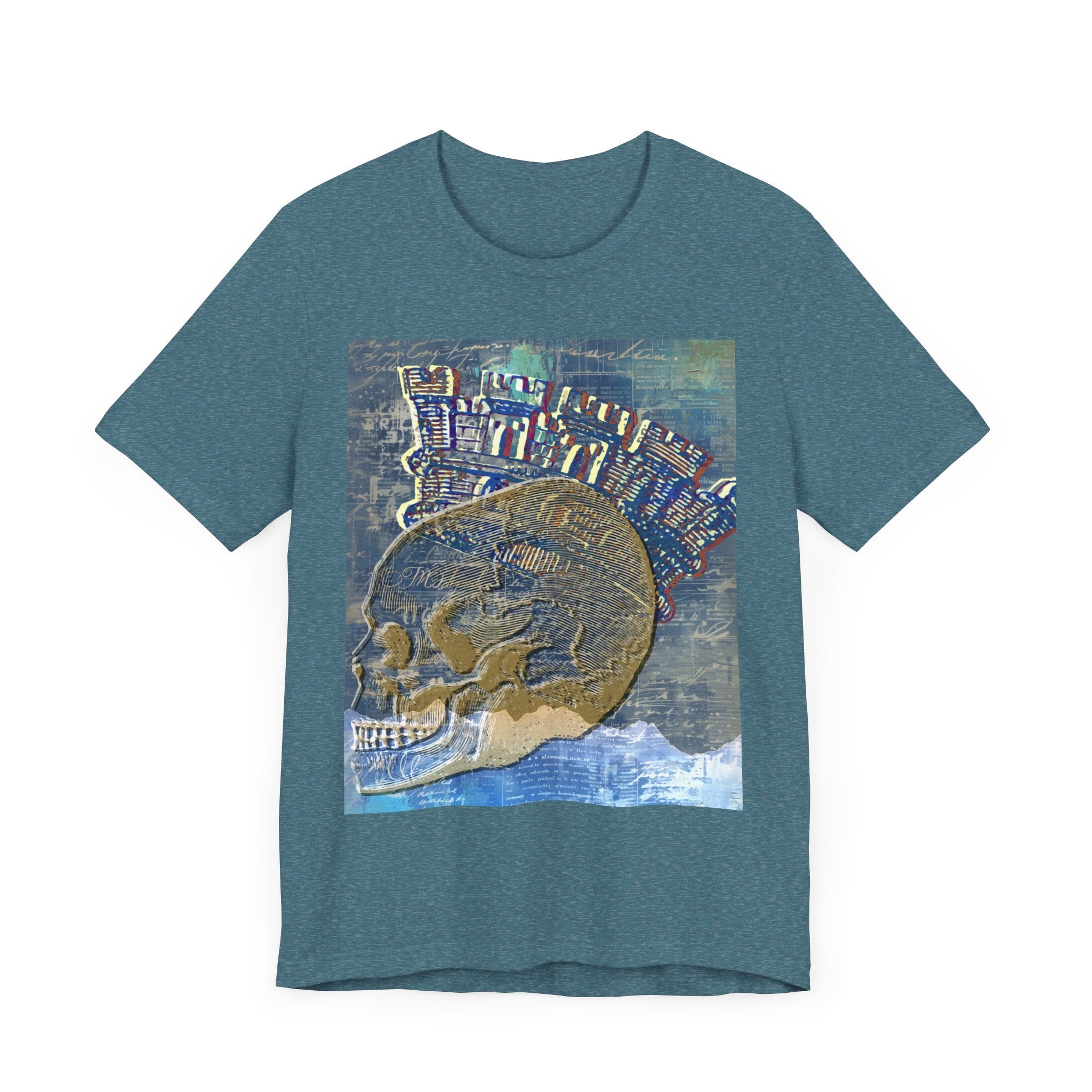 Artistic Skull Jersey Tee - Trendy Graphic T-Shirt for Casual Wear