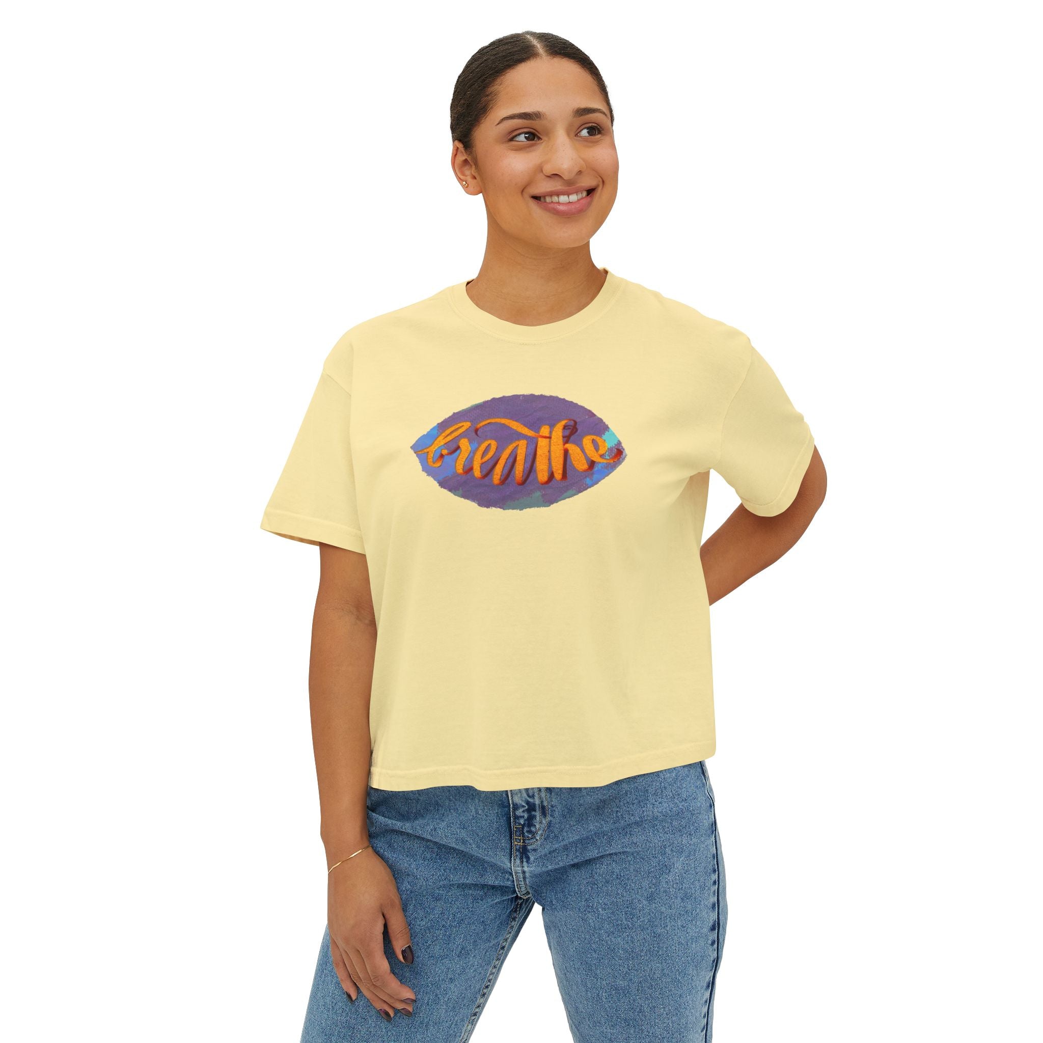 Breathe Women's Boxy Tee - Relaxed Fit Inspirational Top