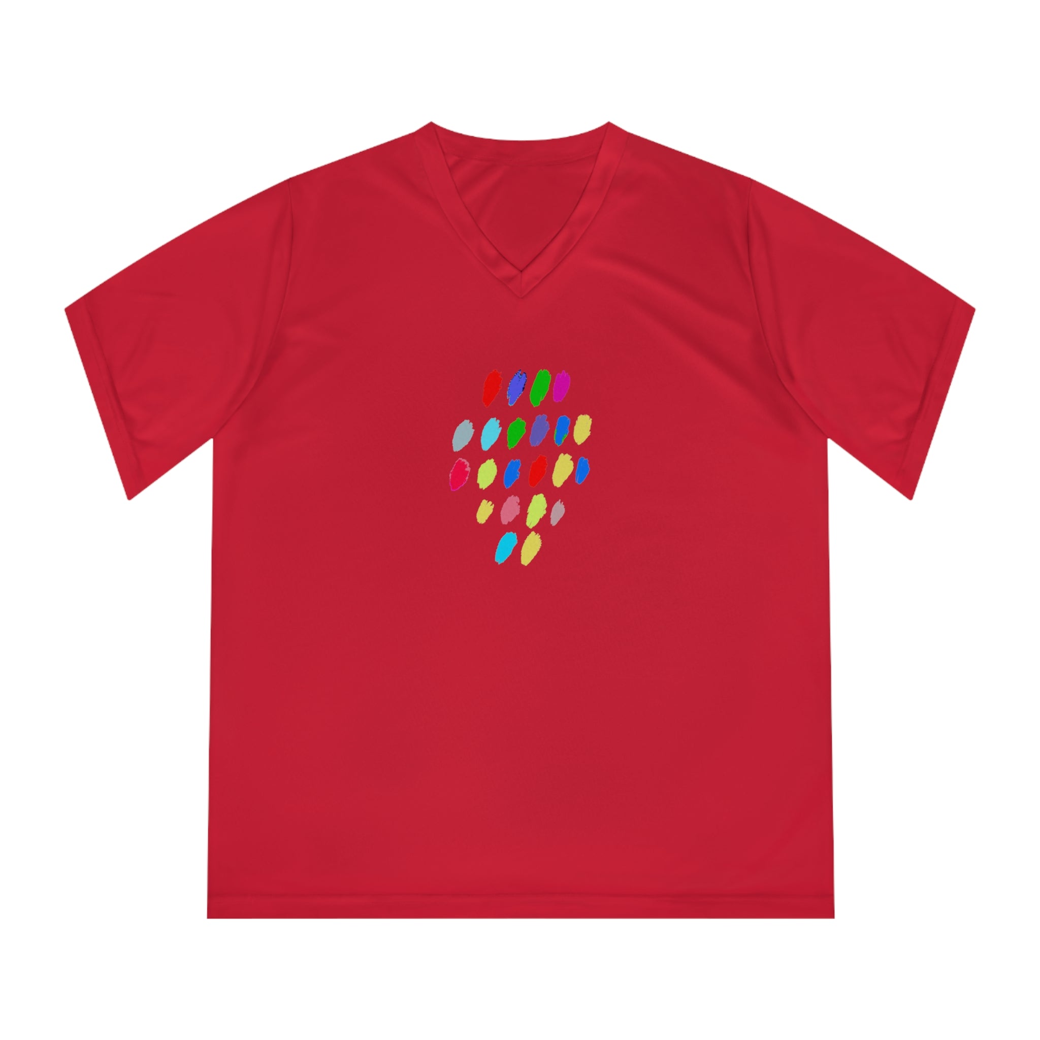 Colorful Dot Women's Performance V-Neck T-Shirt – Activewear for Fitness Enthusiasts