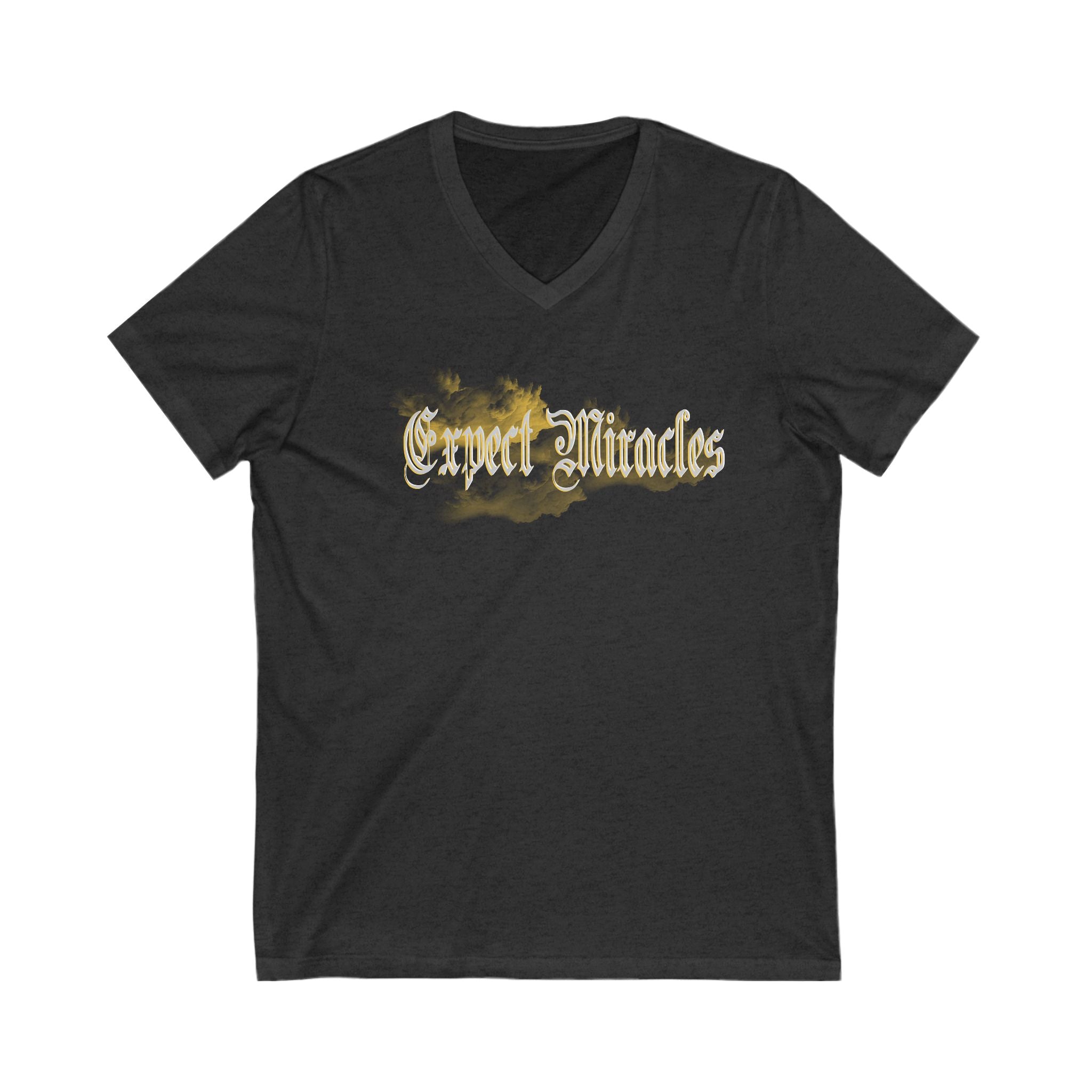 Expect Miracles V-Neck Tee - Inspirational T-Shirt, Faith-Based Apparel, Gifts for Believers, Motivational Wear, Birthday or Holiday Gift