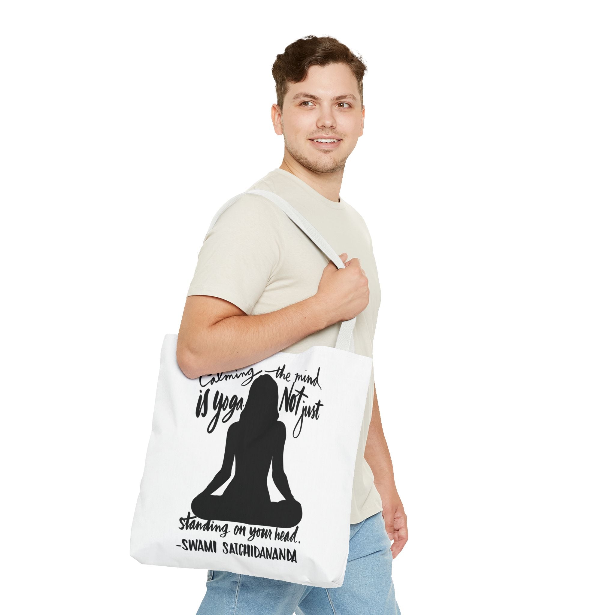 Mindful Yoga Tote Bag - Inspirational Yoga Quote, Meditation Gift, Eco-Friendly Carryall, Yoga Class Essentials, Thoughtful Gift Idea