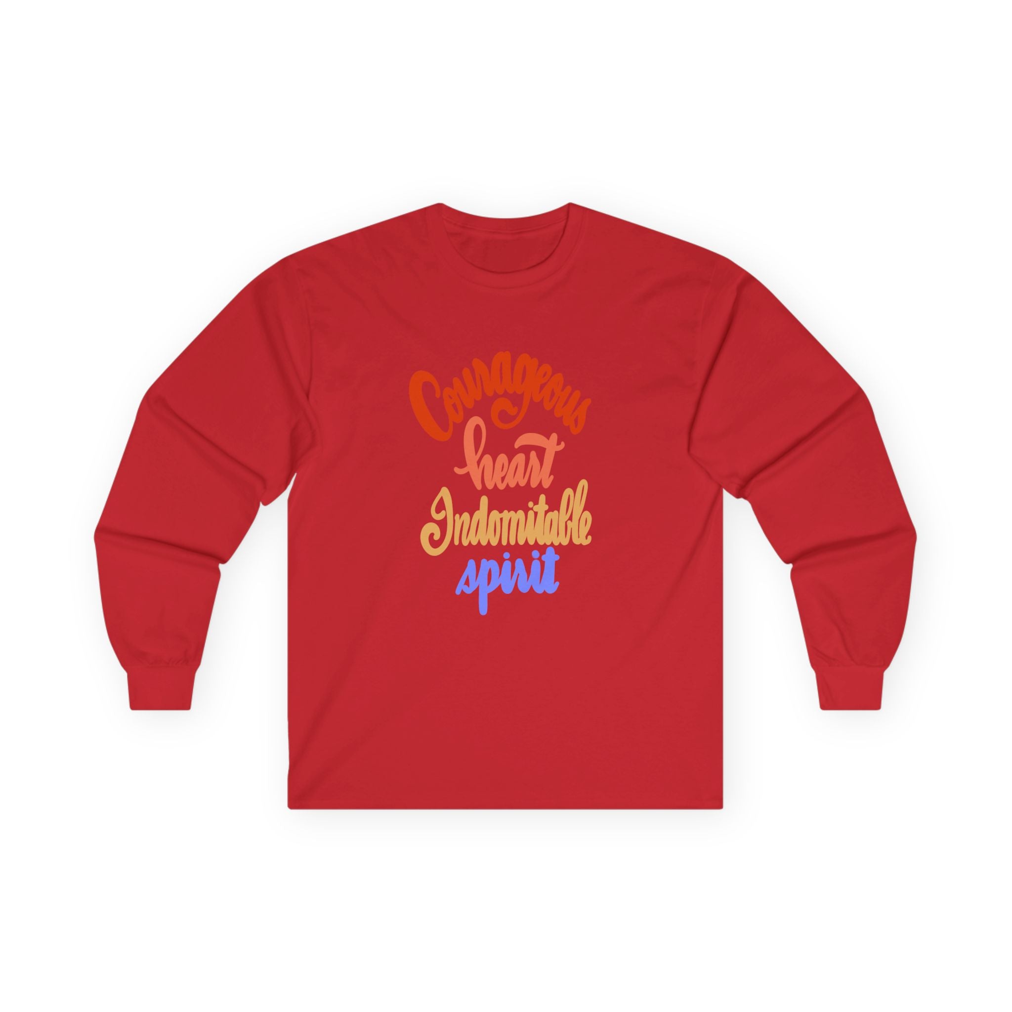 Inspirational Long Sleeve Tee - "Courageous Heart, Indomitable Spirit" - Unisex Ultra Cotton
