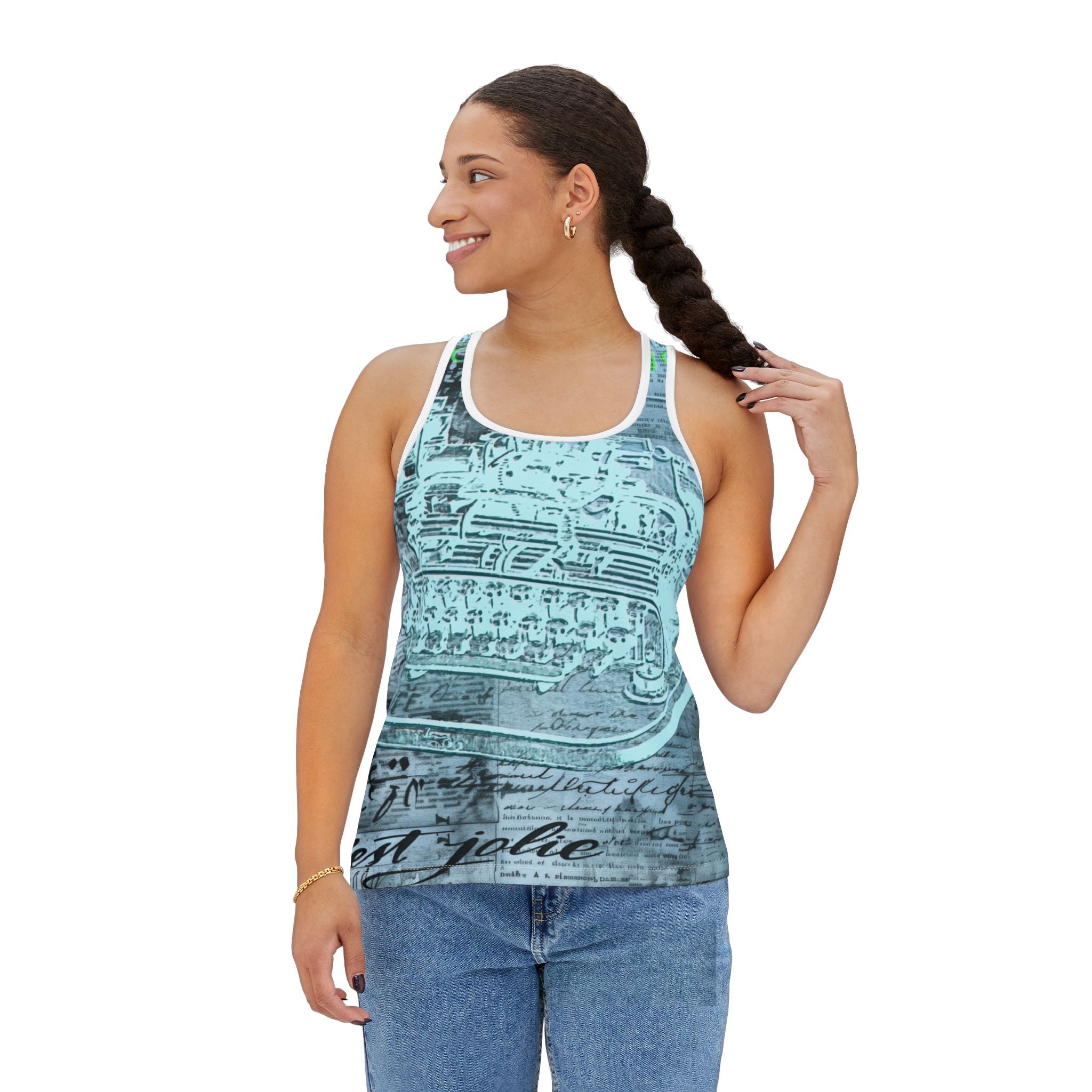 Vintage Typewriter Women's Tank Top - Artistic Typography Design