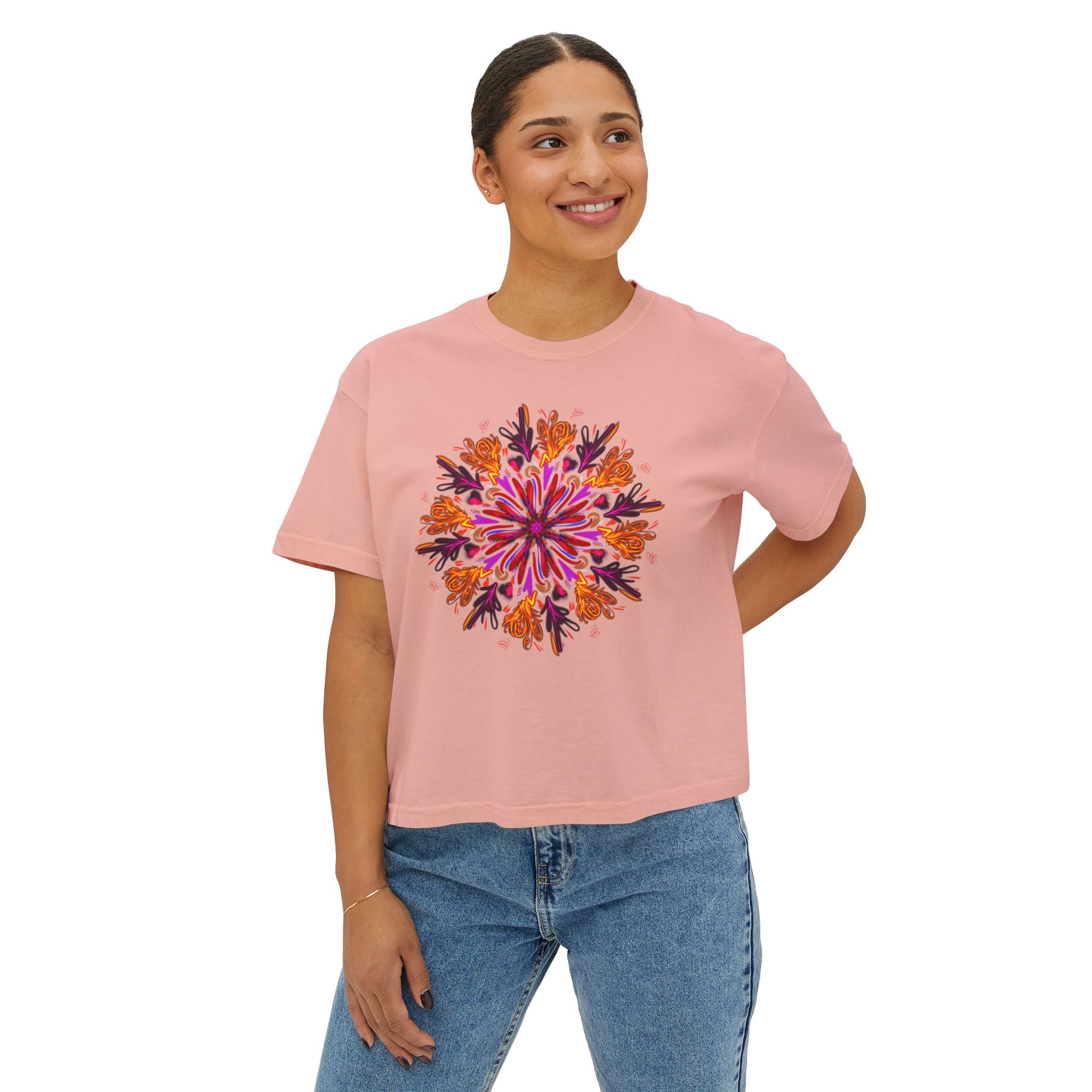 Floral Boxy Tee for Women - Bohemian Style T-Shirt