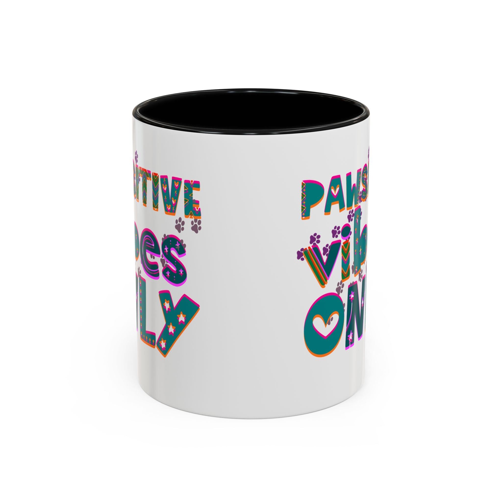 PAWSITIVE VIBES ONLY Accent Coffee Mug (11, 15oz)