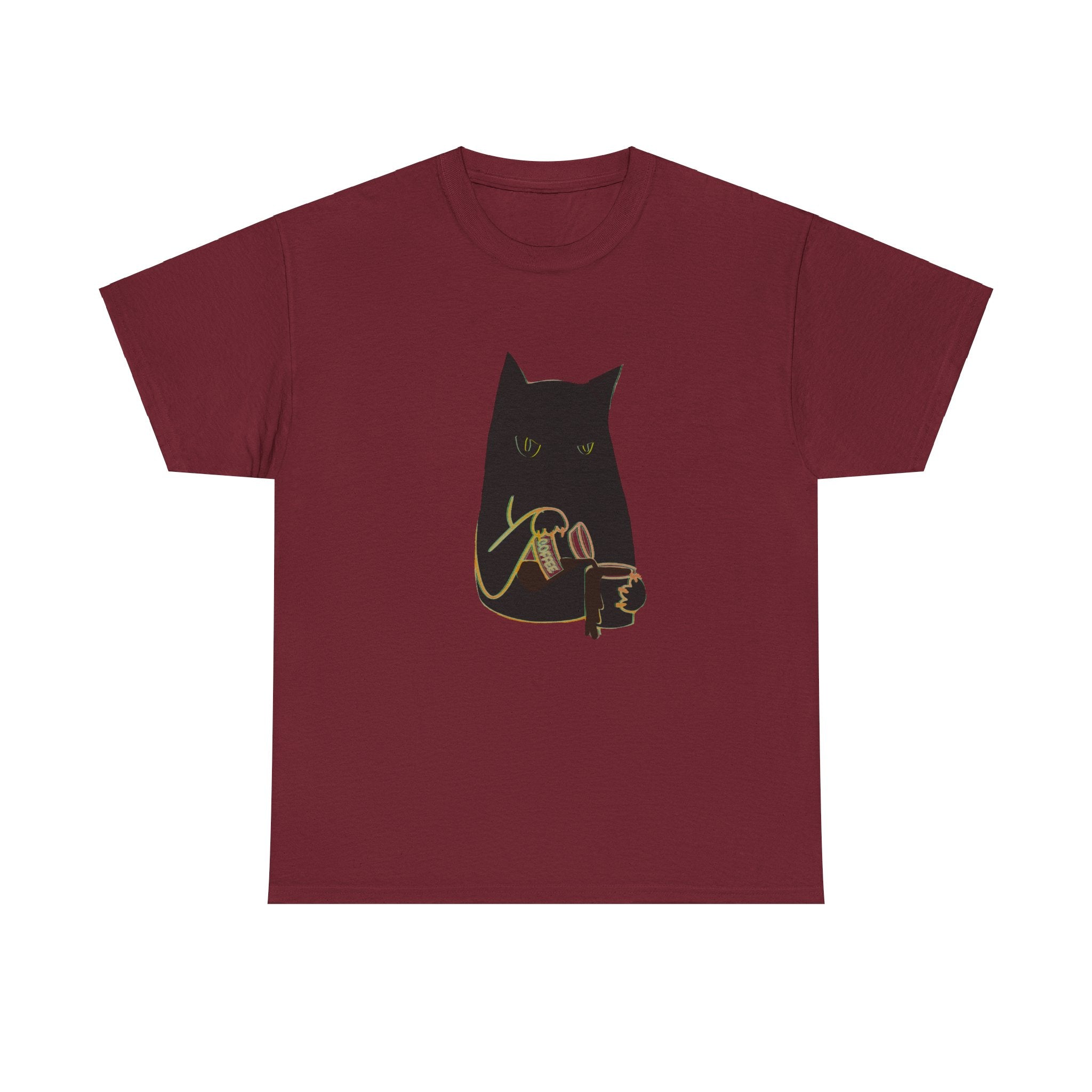 BLACK CAT BLACK COFFEE Unisex Heavy Cotton Tee