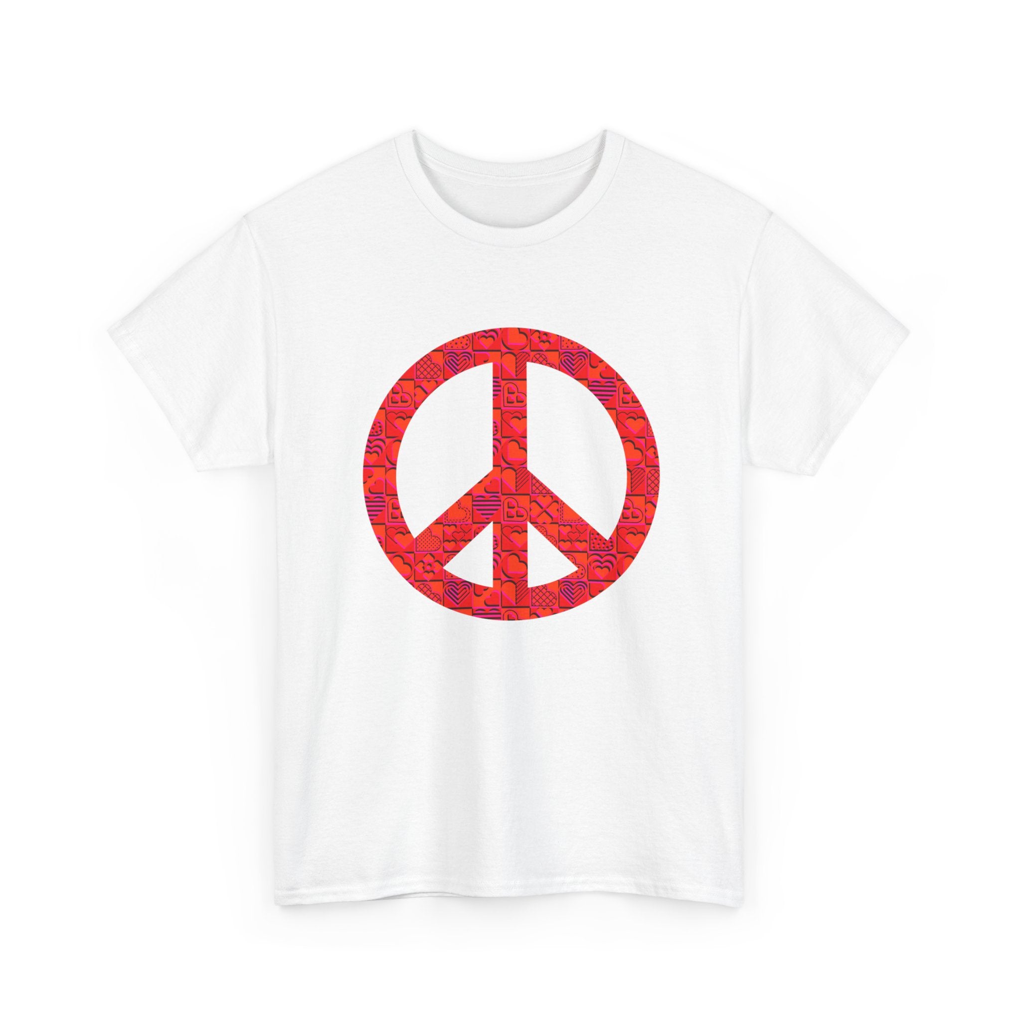 Peace Symbol Unisex Heavy Cotton Tee - Vibrant Red Design for Casual Wear