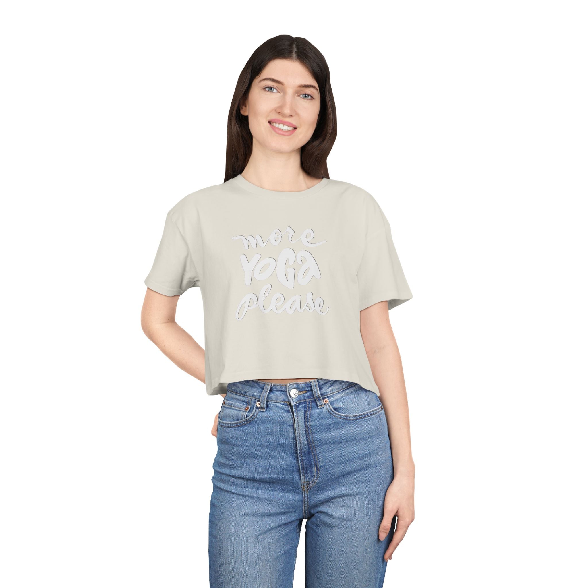 Women's Yoga Crop Tee - 'More Yoga Please'