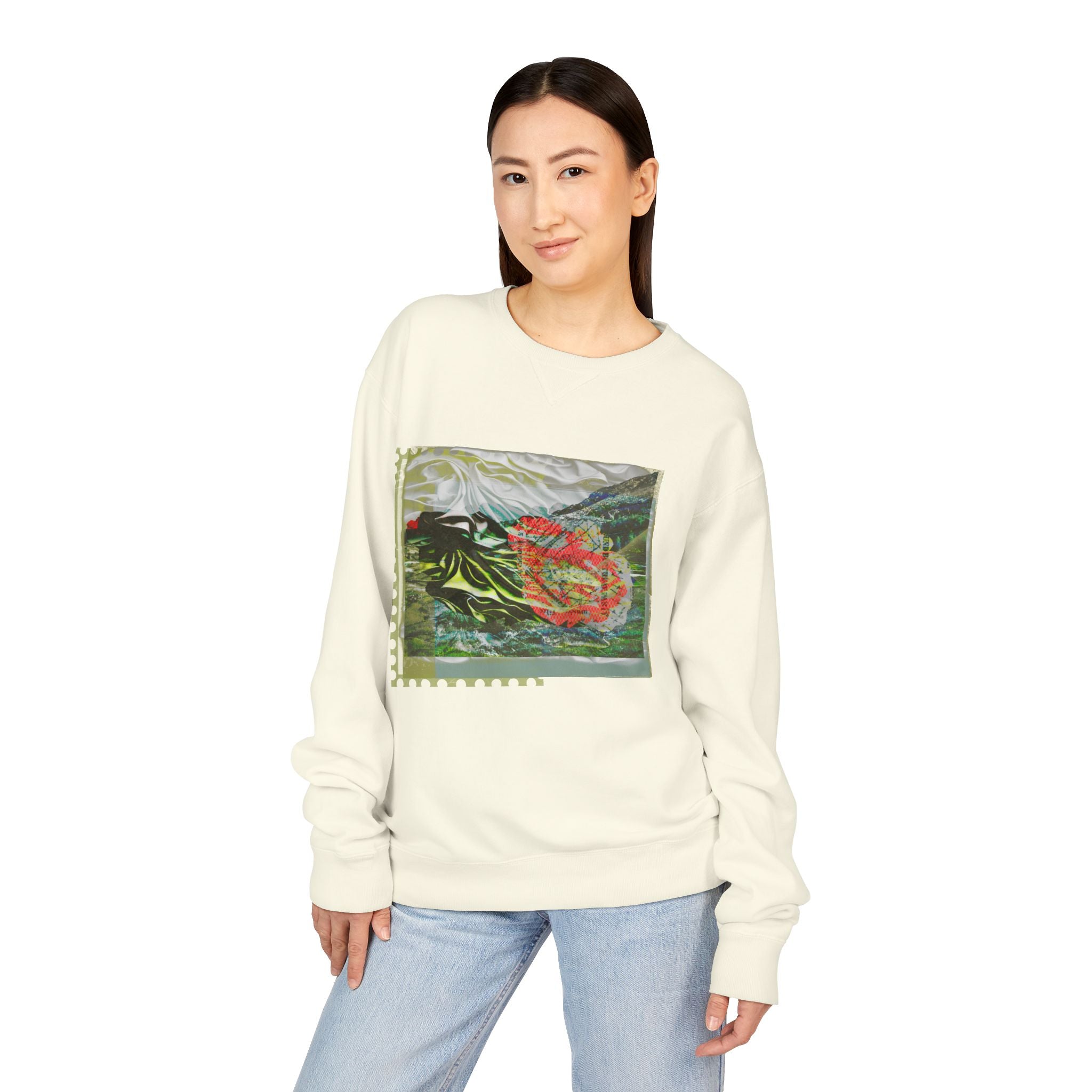 Artistic Print ComfortWash Sweatshirt, Cozy Unisex Crewneck, Unique Gift for Him/Her, Casual Layering for All Seasons, Perfect for Holidays