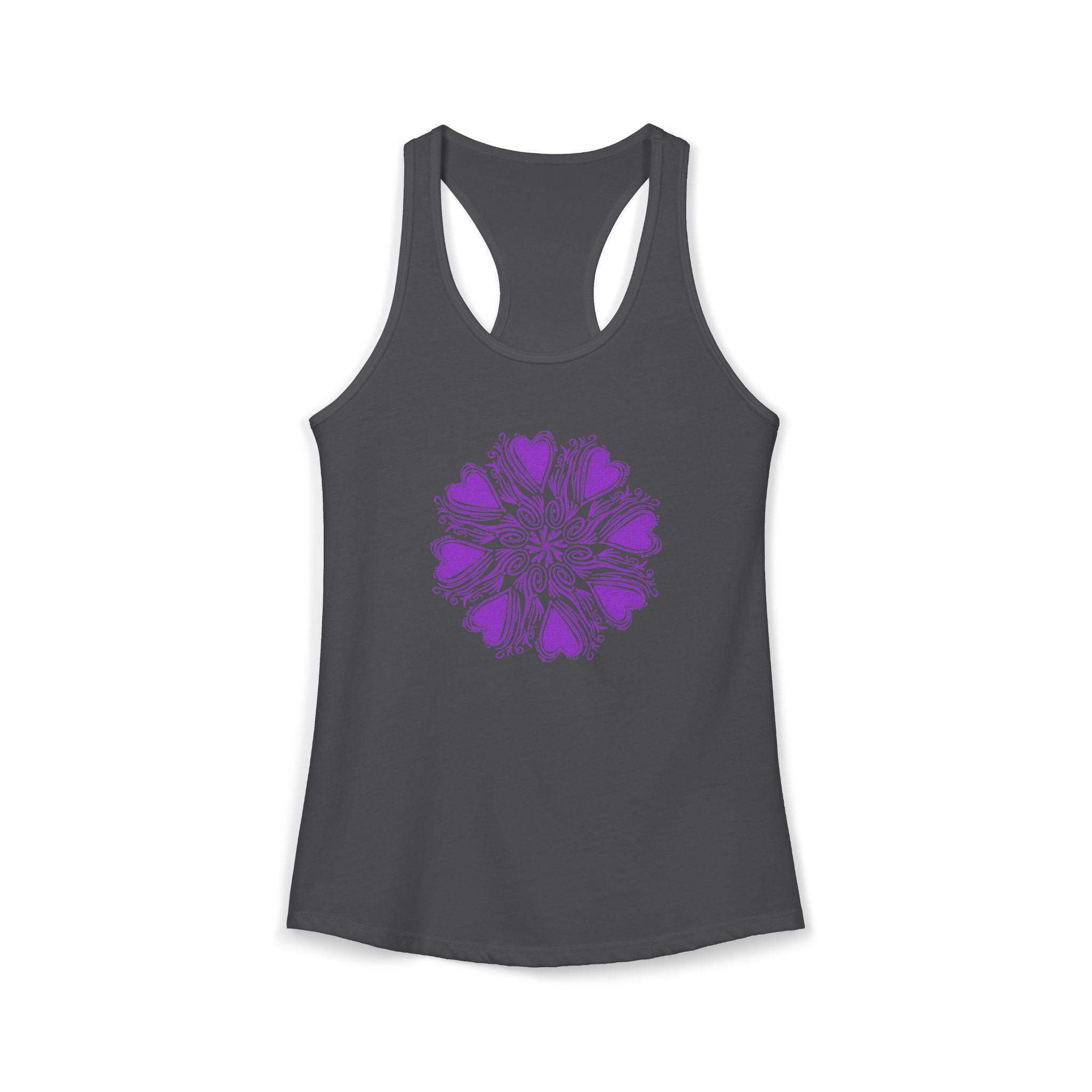 Heart Mandala Racerback Tank — Hand-Drawn Floral Love Tank Top