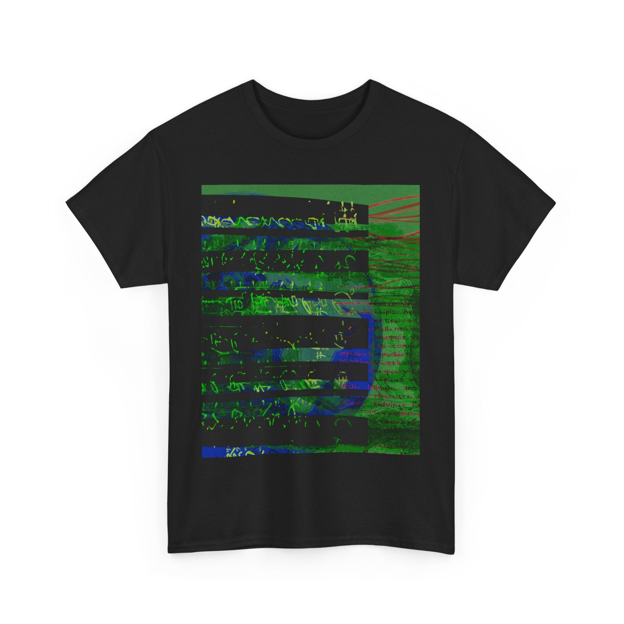Unisex Heavy Cotton Tee - Abstract Green & Blue Graphic Design
