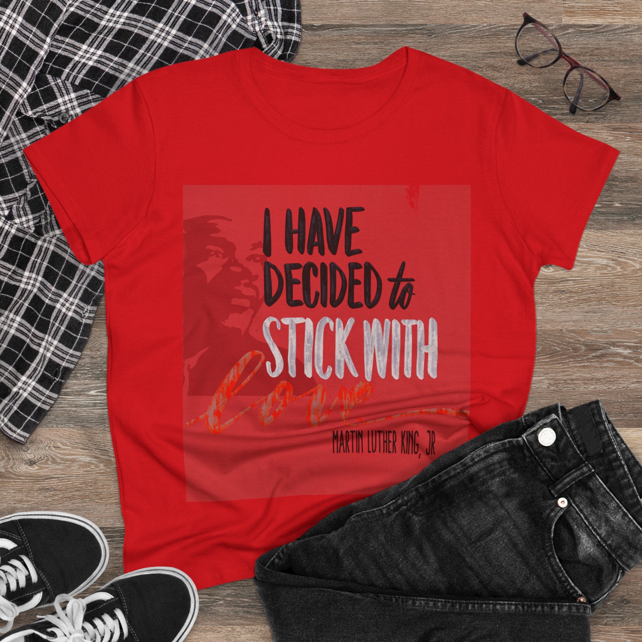 Inspirational Cotton Tee – "I Have Decided to Stick with Love"