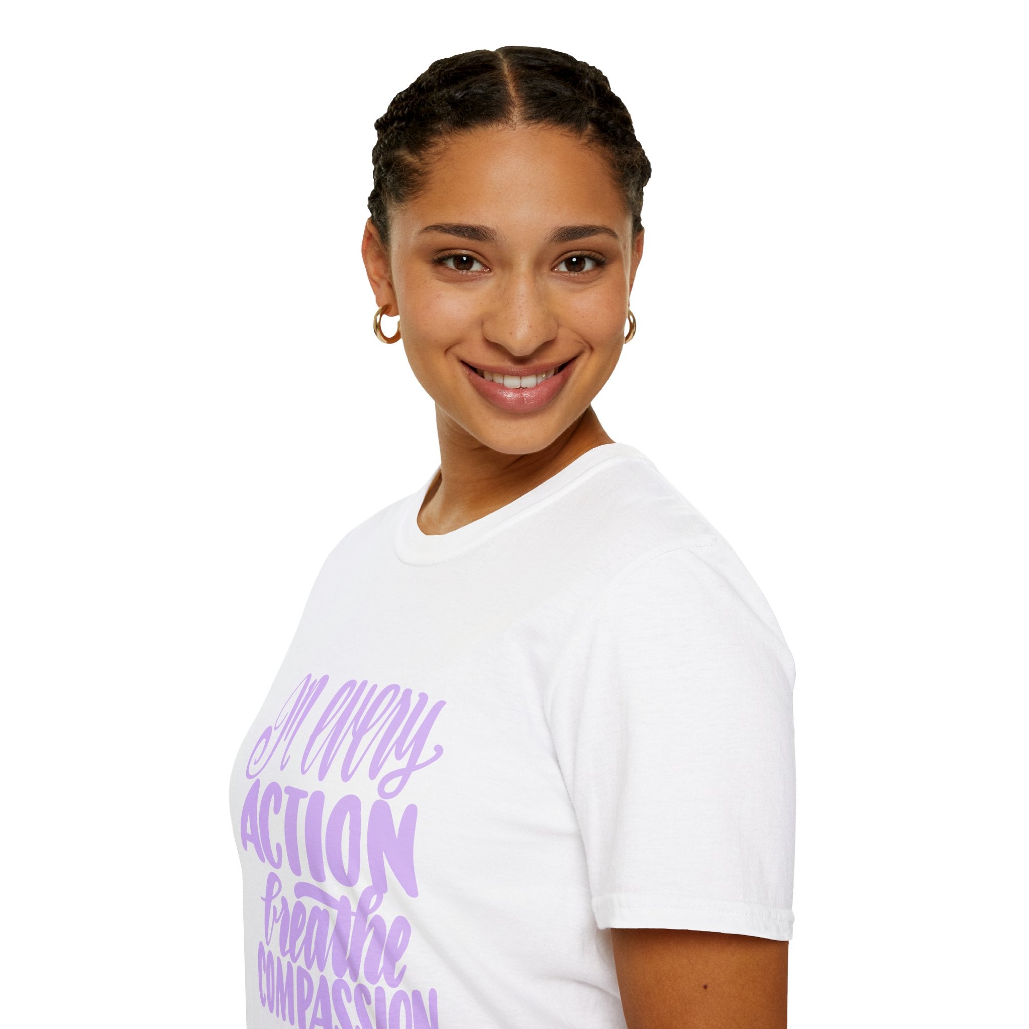 T-Shirt — "In Every Action Breathe Compassion" Inspirational Tee
