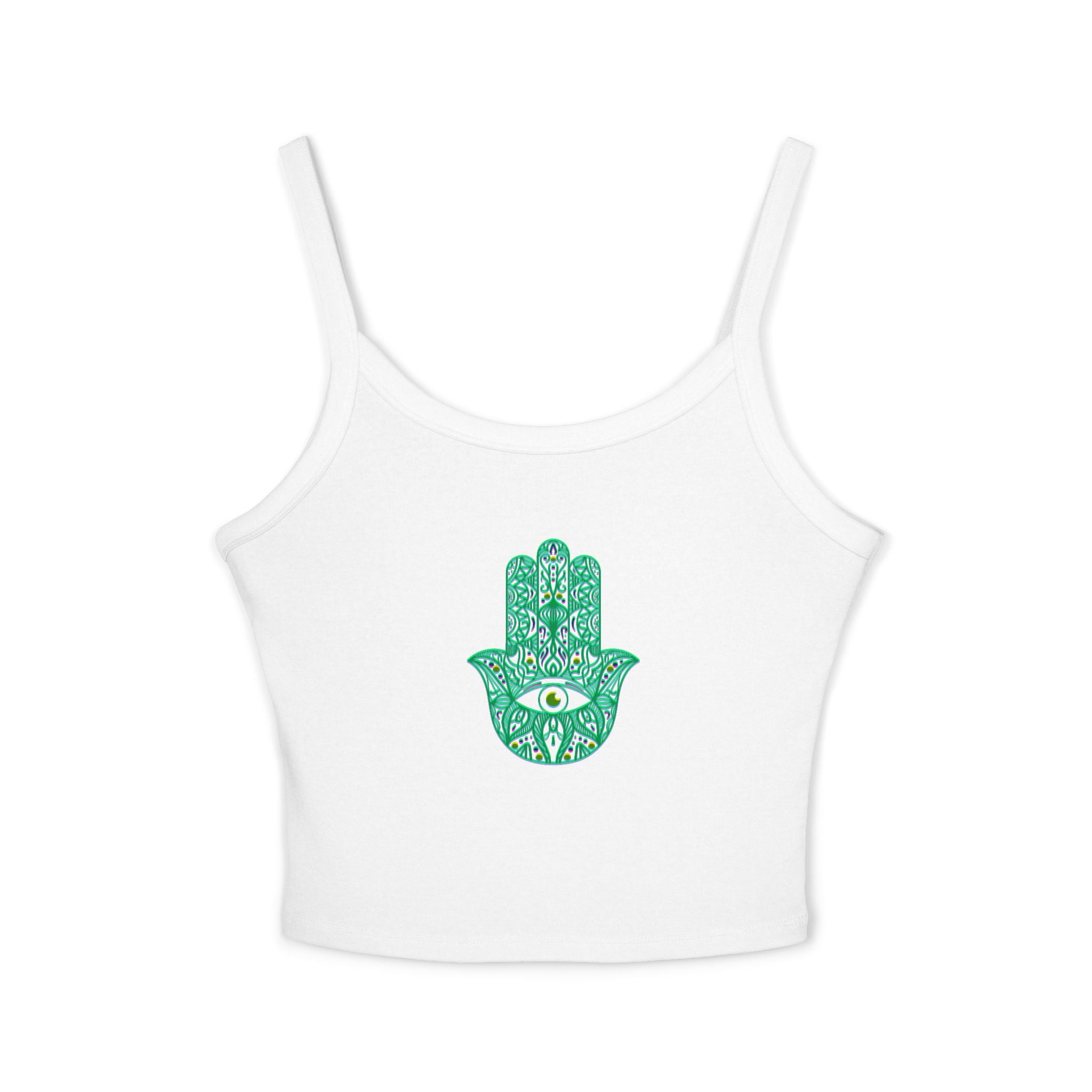 Bohemian Hamsa Hand Tank Top - Women's Spiritual Spaghetti Strap Top