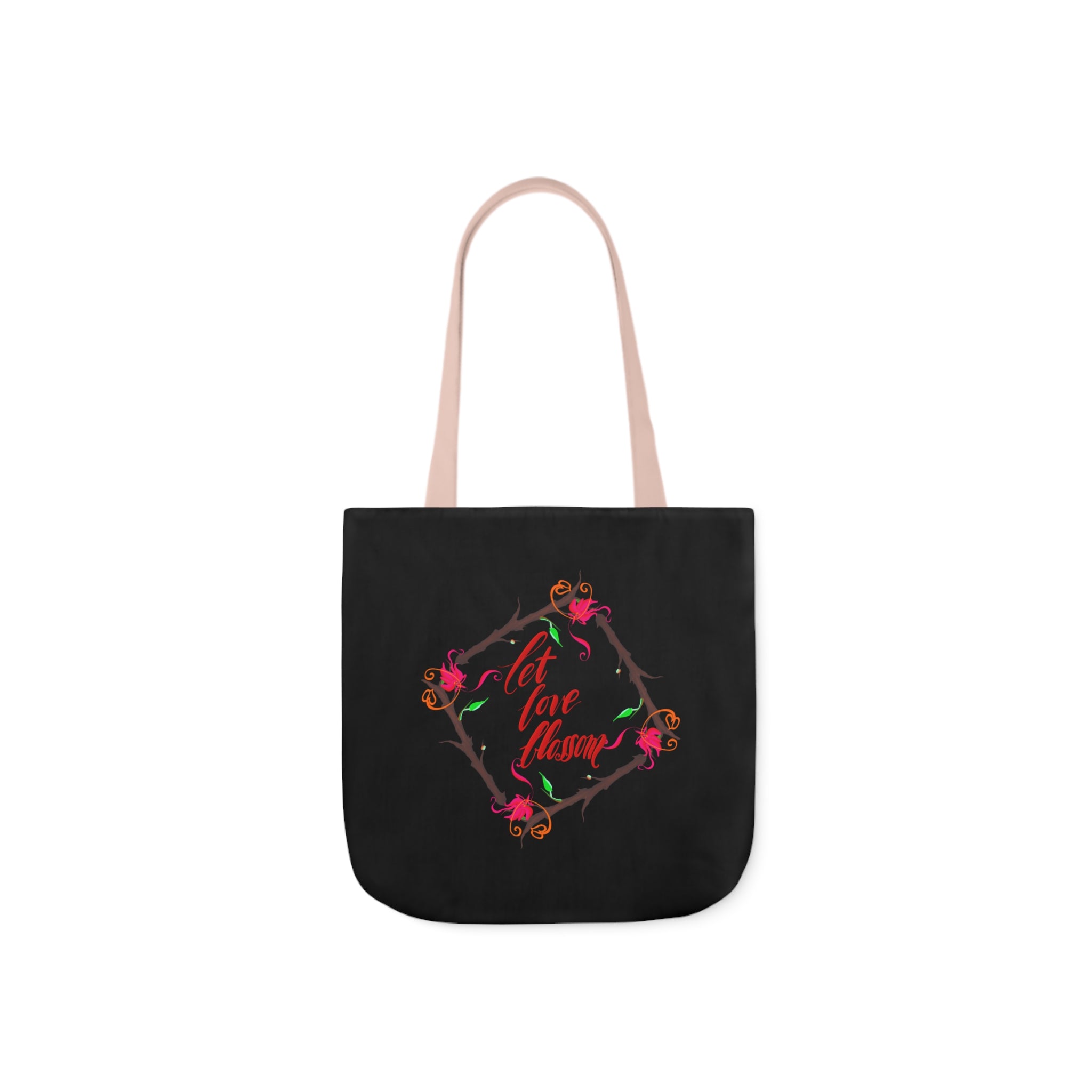 LET LOVE BLOSSOM Canvas Tote Bag, 5-Color Straps