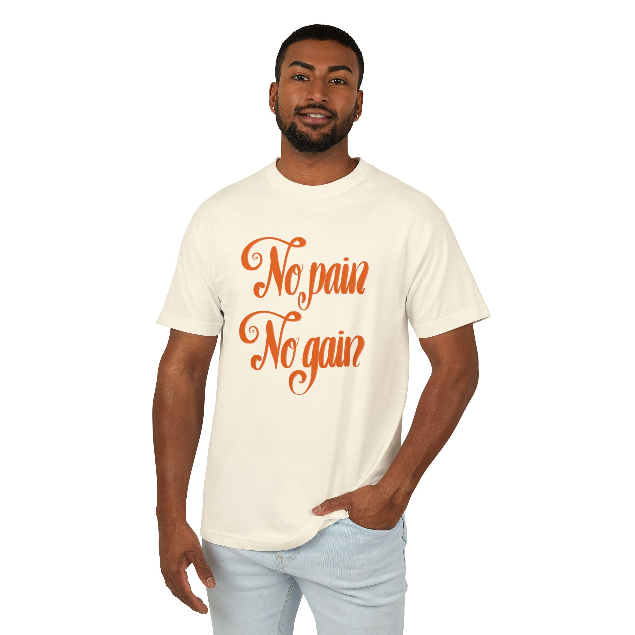 No Pain No Gain Unisex Heavyweight Cotton Tee - Motivational Workout Shirt