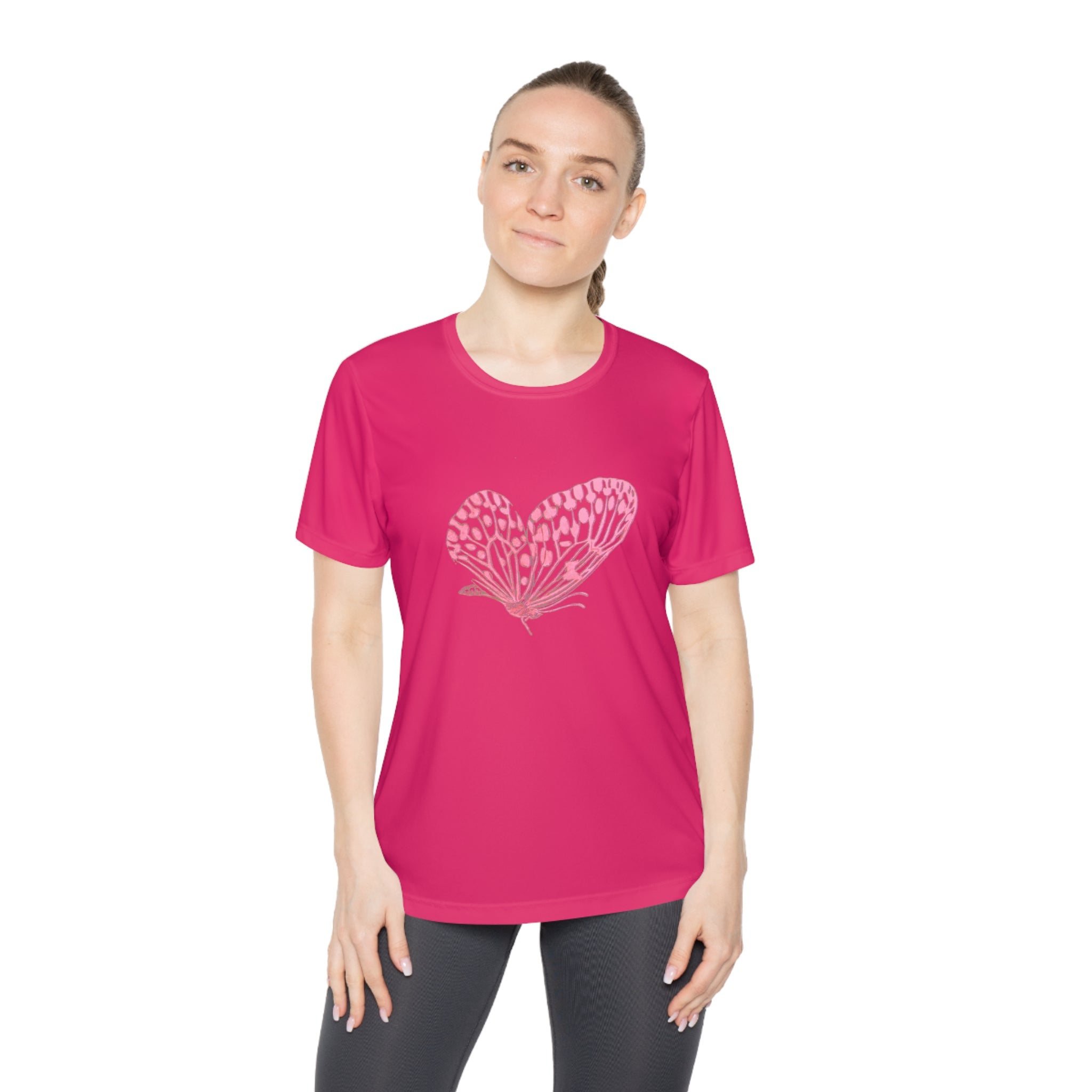 Butterfly Heart Ladies Tee - Soft & Stylish Activewear for Sports and Everyday Comfort