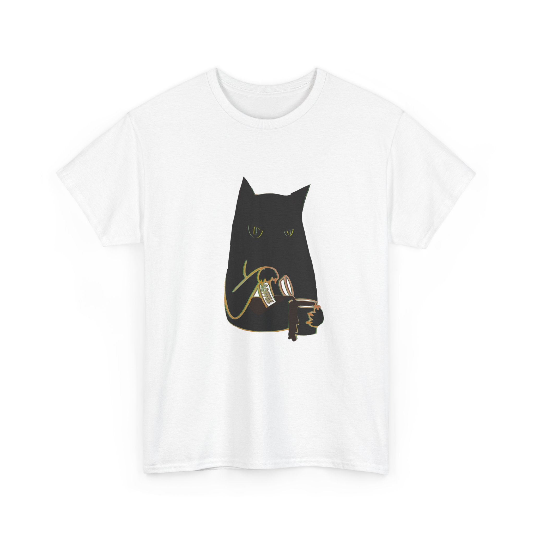 BLACK CAT BLACK COFFEE Unisex Heavy Cotton Tee