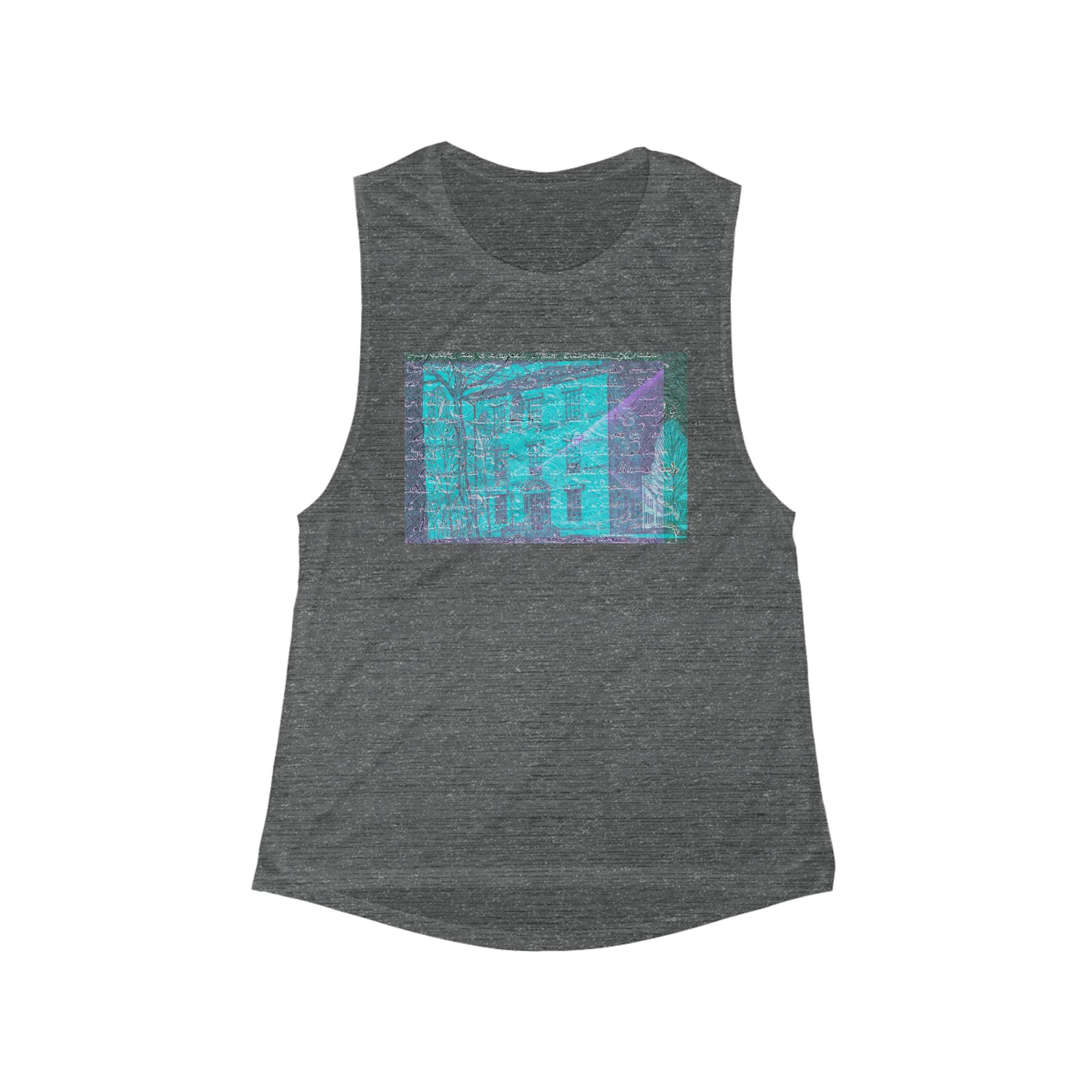 Urban Vibes Women's Flowy Scoop Muscle Tank - Trendy Graphic Tee for Casual Outings