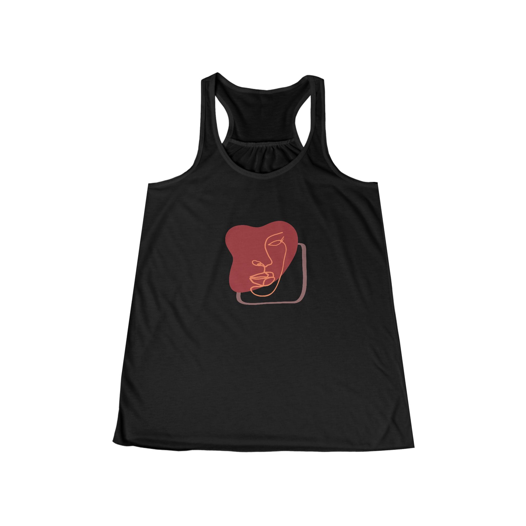 Abstract Face Women’s Flowy Racerback Tank Top - Stylish & Comfortable Summer Use