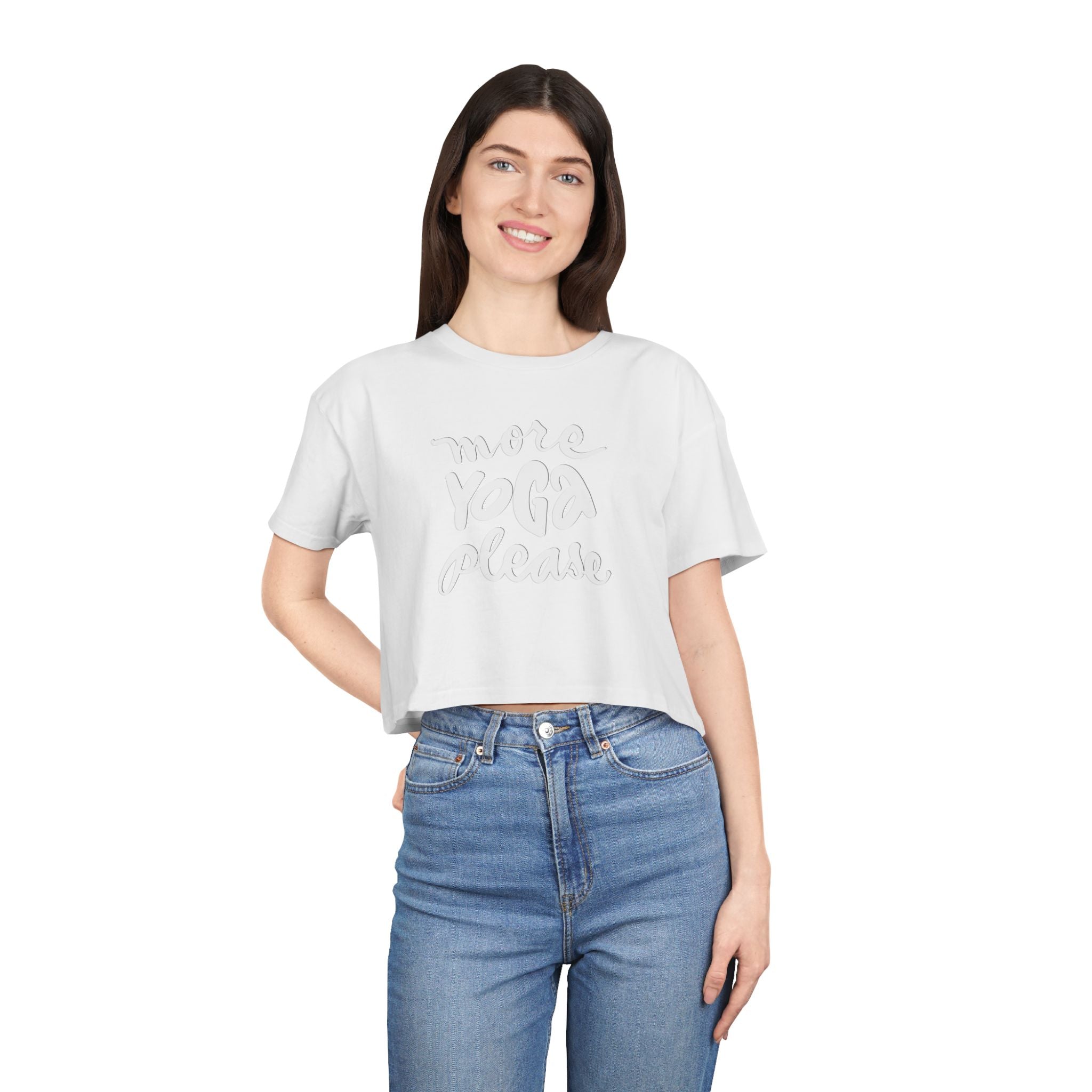 Women's Yoga Crop Tee - 'More Yoga Please'