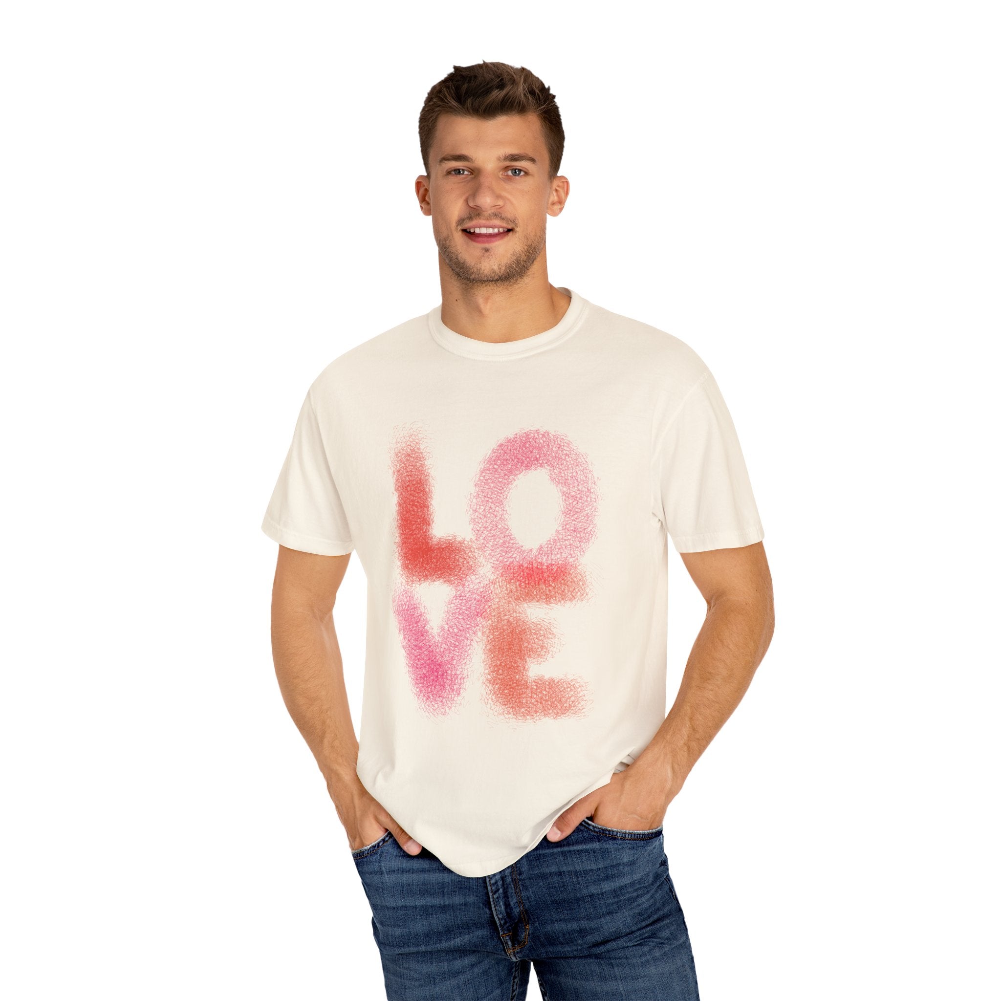LOVE SCRIBBLES Unisex Garment-Dyed T-shirt