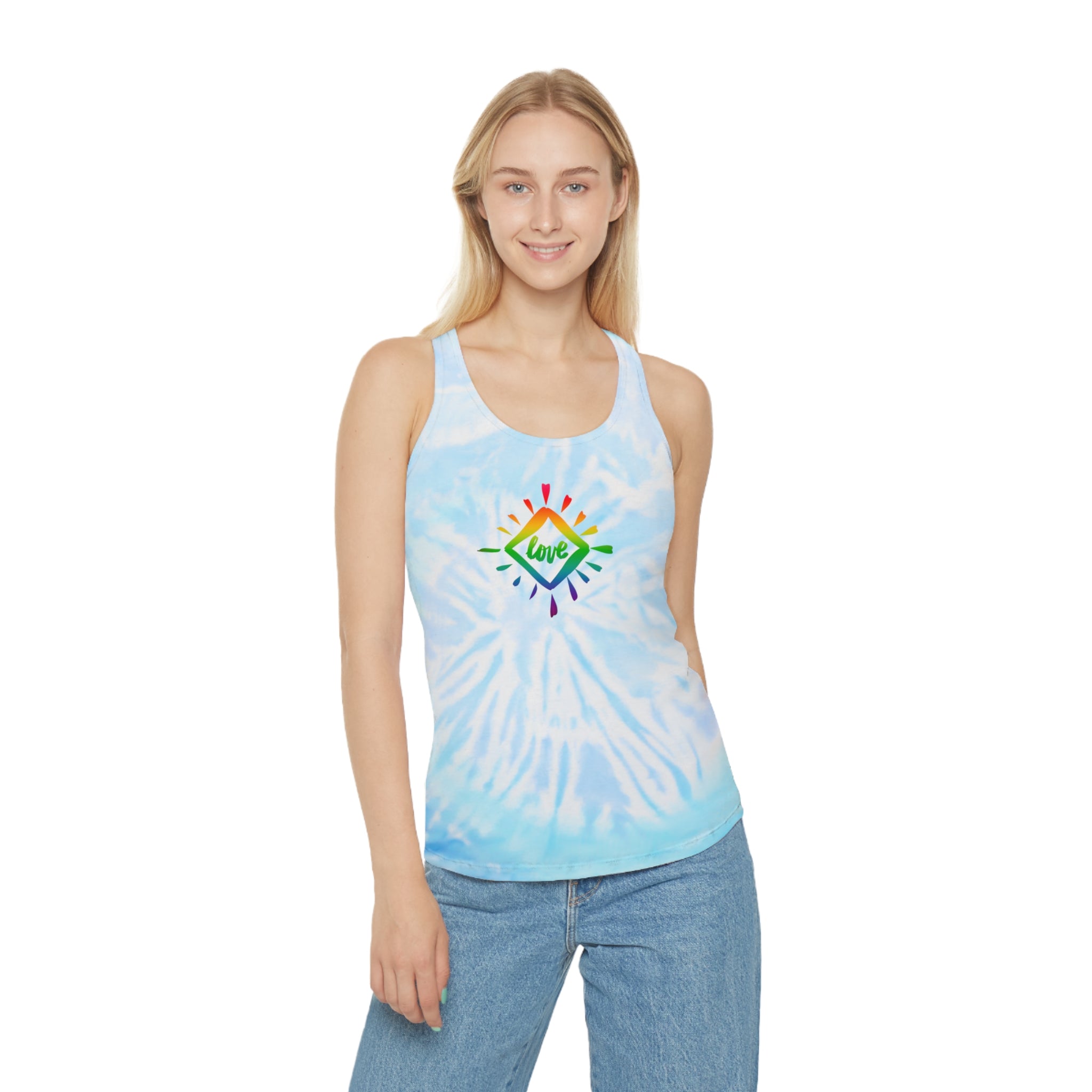 YOGA LOVE Tie Dye Racerback Tank Top